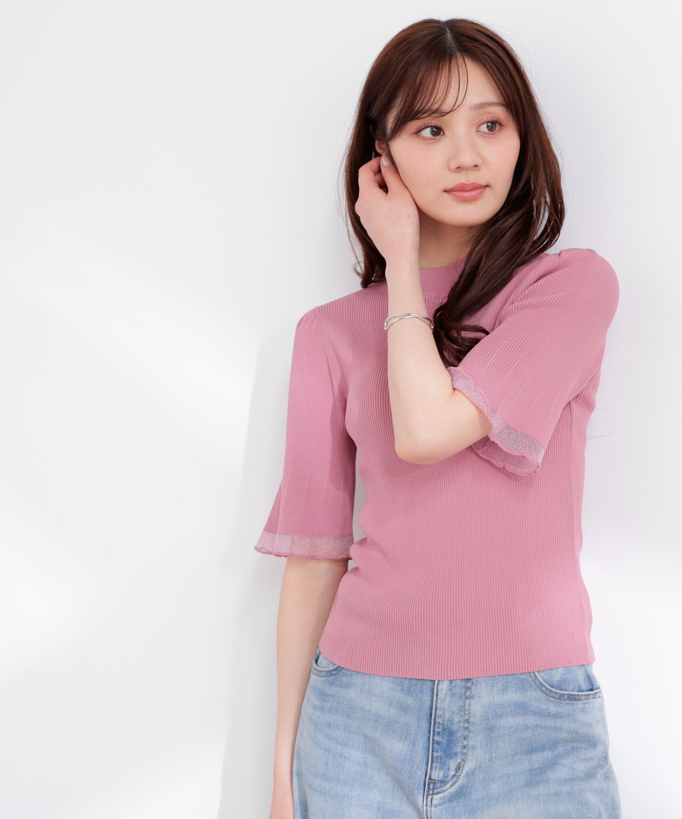 PROPORTION BODY DRESSING「部分シアー半袖ニット 26SS」|ニット・セーター|