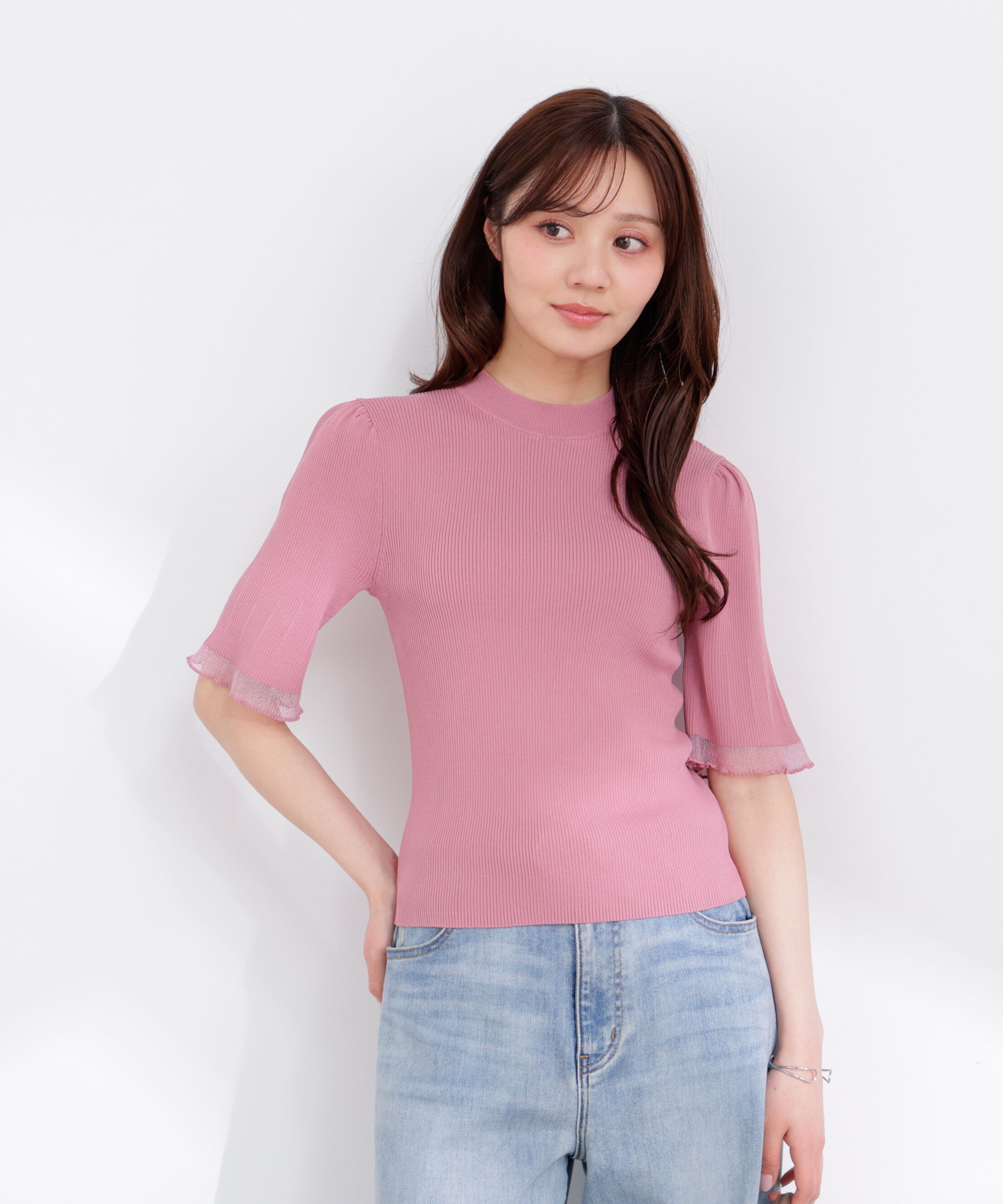 PROPORTION BODY DRESSING「部分シアー半袖ニット 26SS」|ニット・セーター|