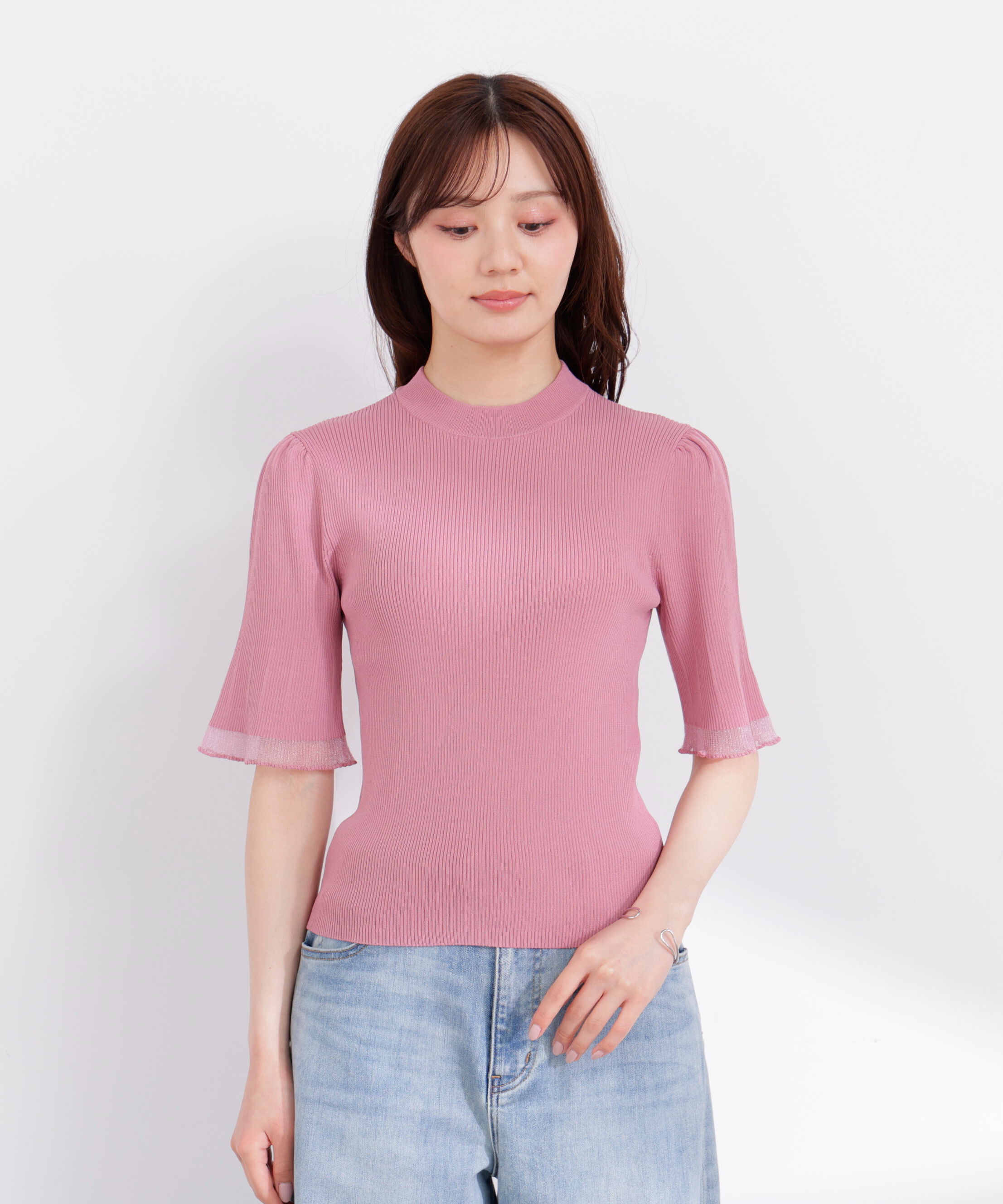 PROPORTION BODY DRESSING「部分シアー半袖ニット 26SS」|ニット・セーター|