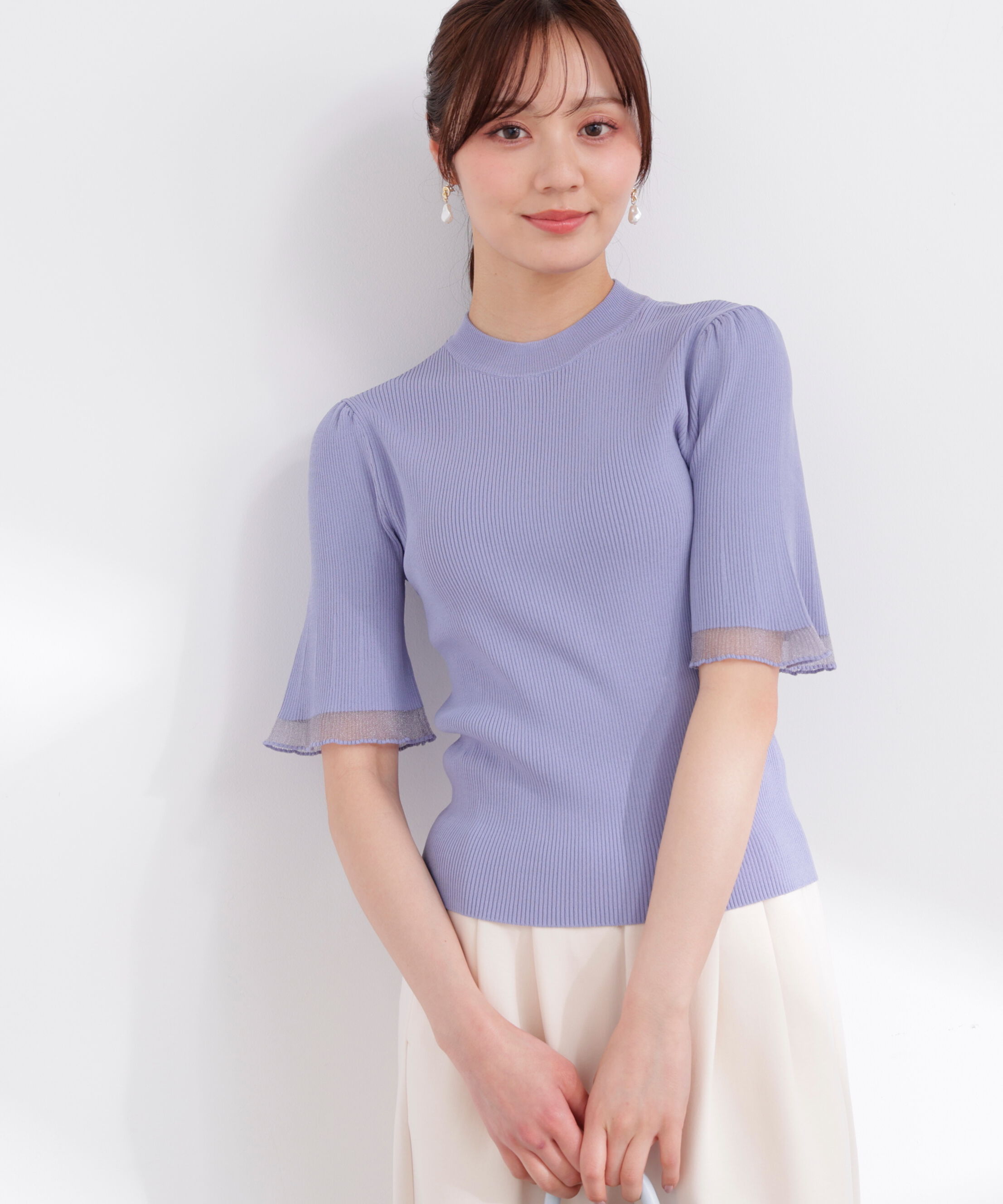 PROPORTION BODY DRESSING「部分シアー半袖ニット 26SS」|ニット・セーター|
