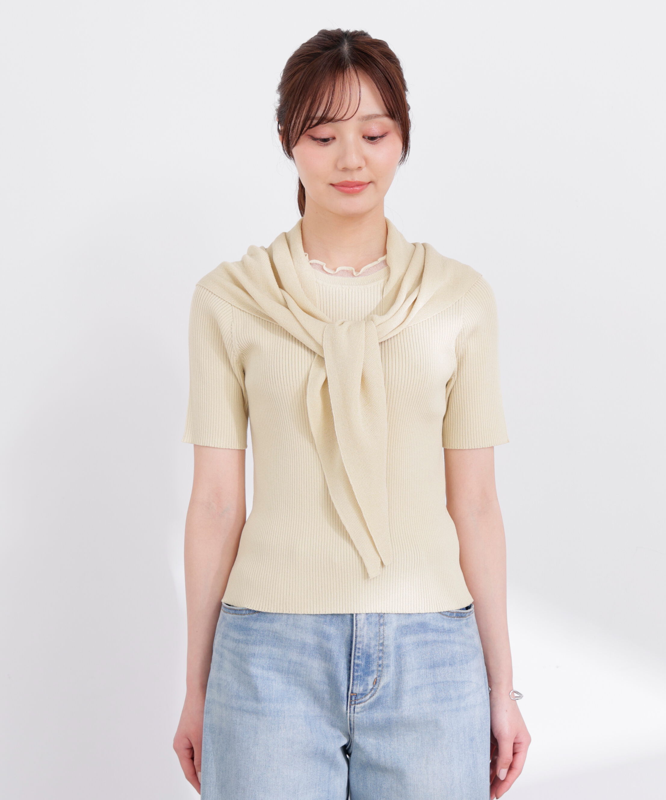 PROPORTION BODY DRESSING「トライアングルスカーフ付きニット 26SS」|ニット・セーター|