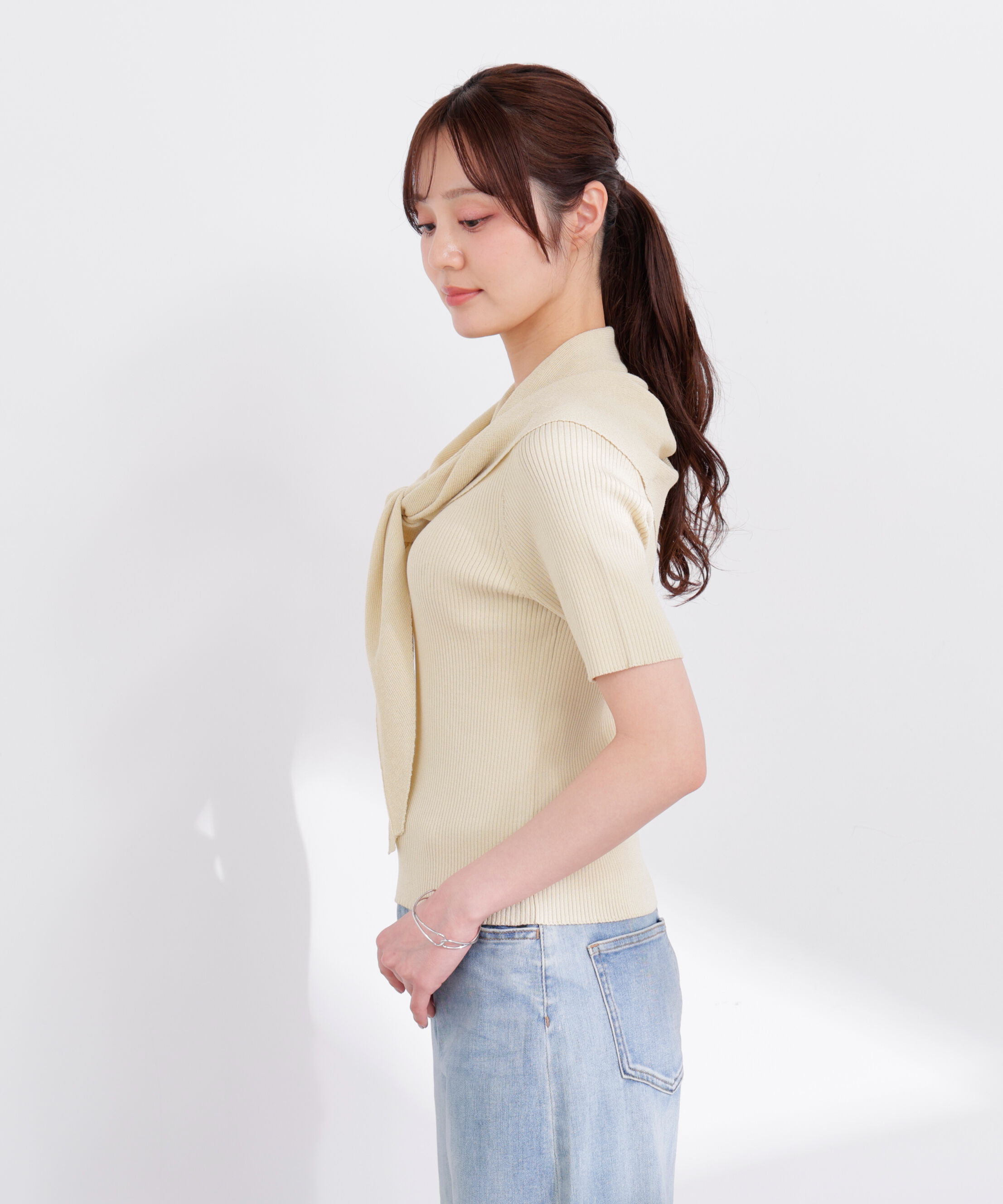 PROPORTION BODY DRESSING「トライアングルスカーフ付きニット 26SS」|ニット・セーター|