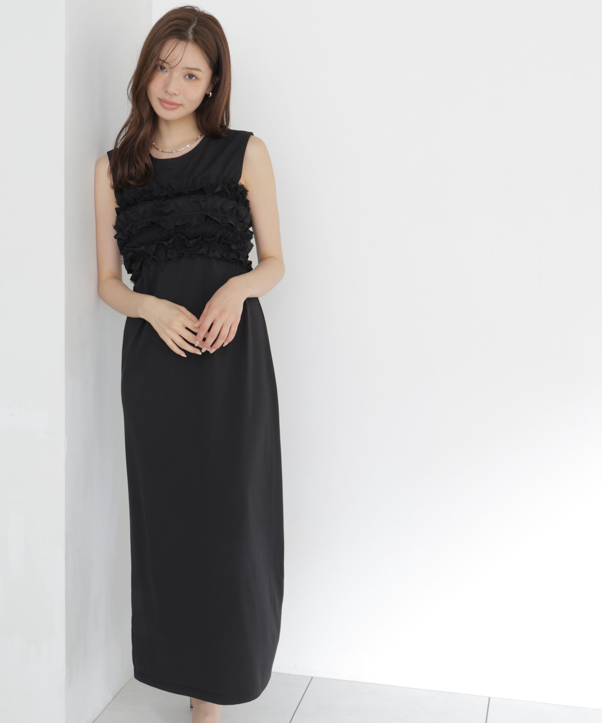 PROPORTION BODY DRESSING「〈a/mie〉フリルベア付きカットワンピース」|ワンピース|