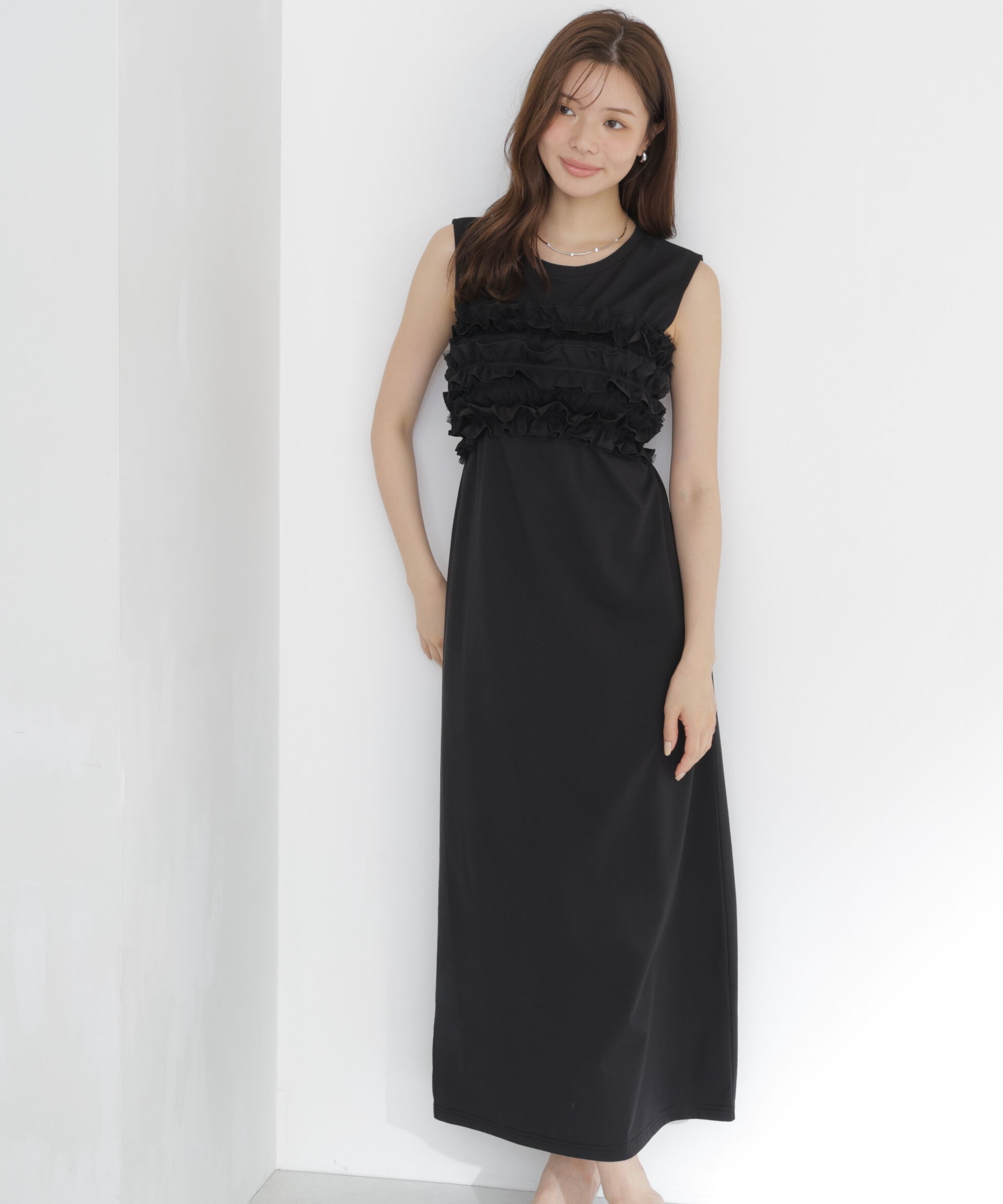 PROPORTION BODY DRESSING「〈a/mie〉フリルベア付きカットワンピース」|ワンピース|