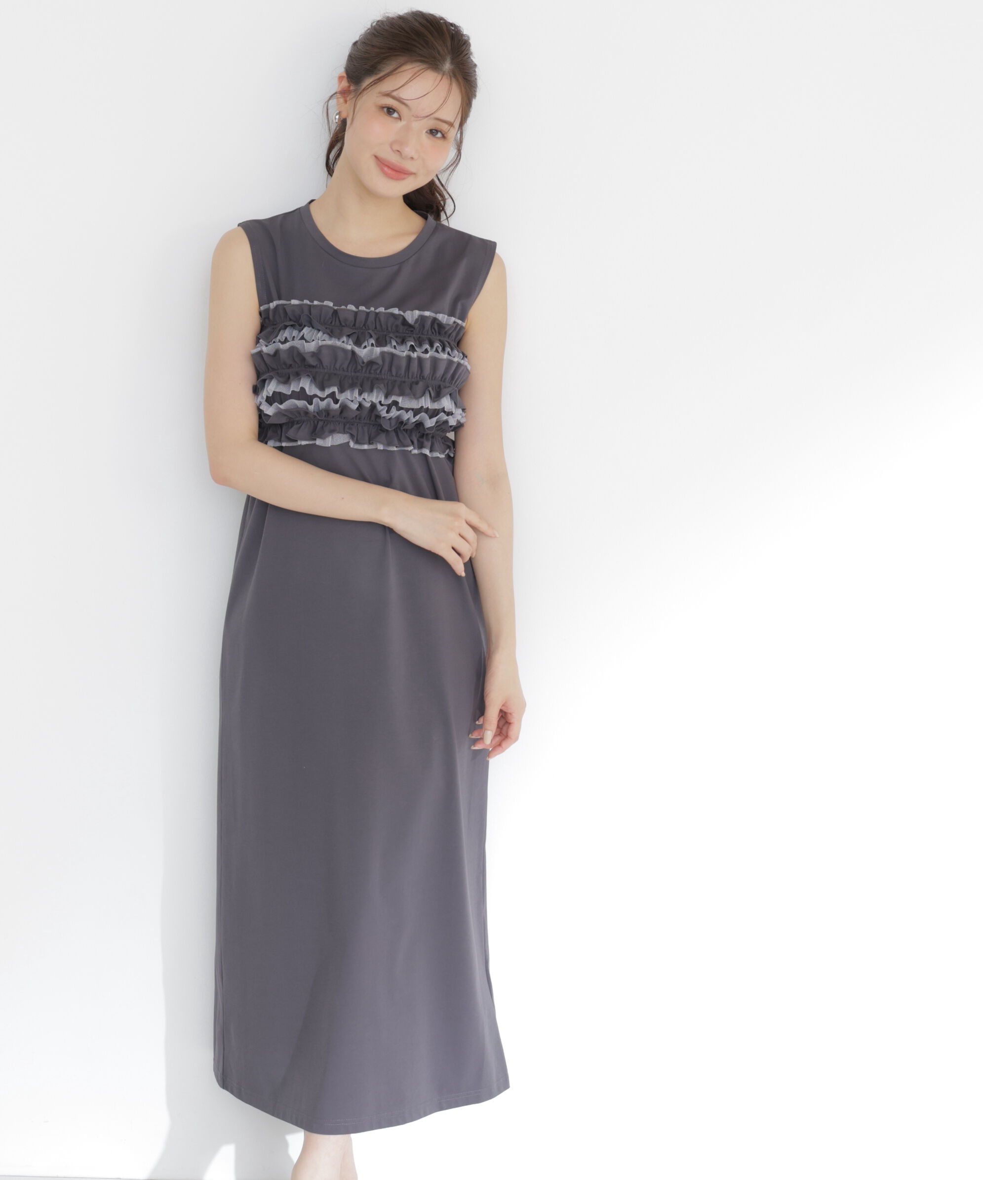 PROPORTION BODY DRESSING「〈a/mie〉フリルベア付きカットワンピース」|ワンピース|