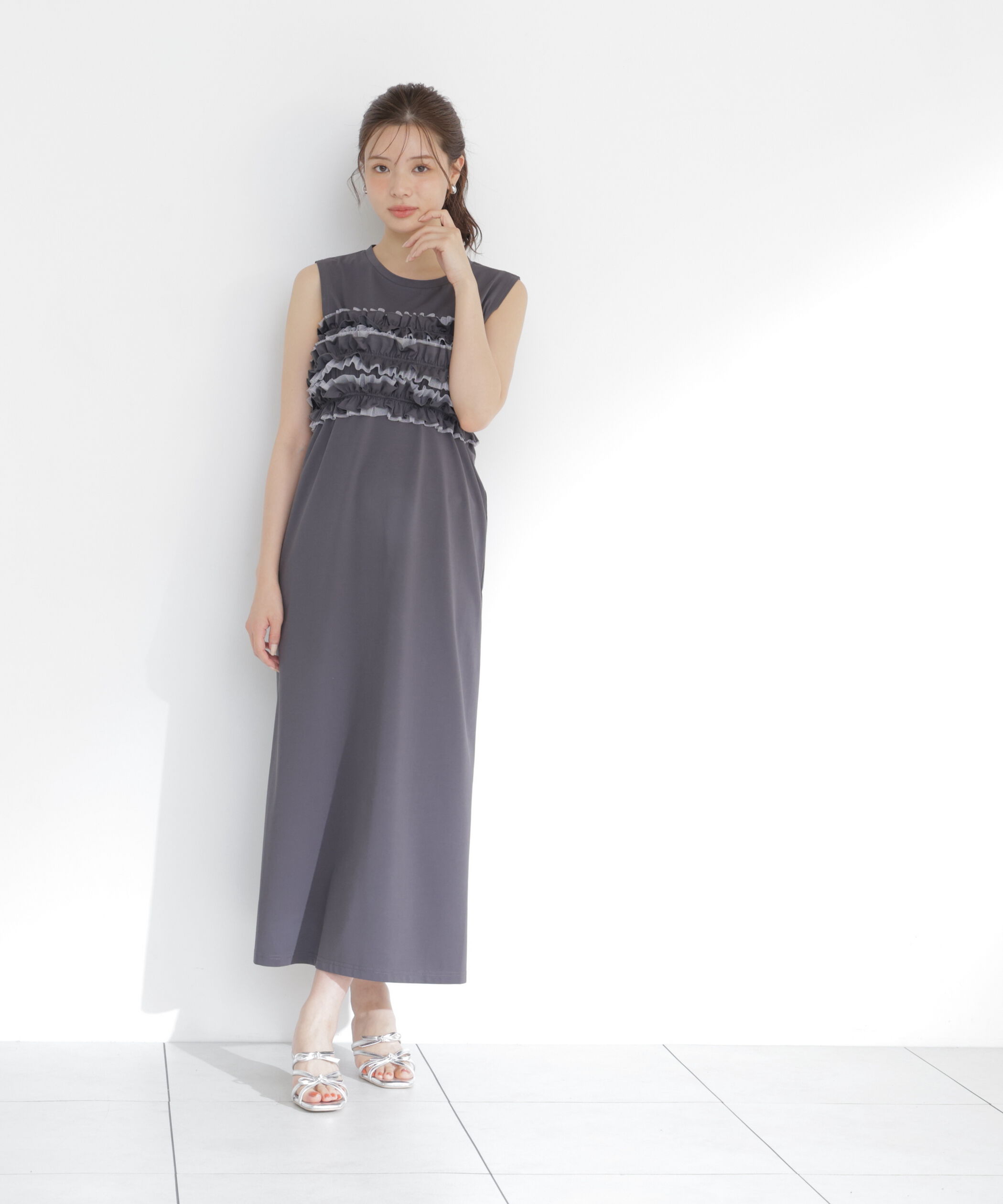 PROPORTION BODY DRESSING「〈a/mie〉フリルベア付きカットワンピース」|ワンピース|