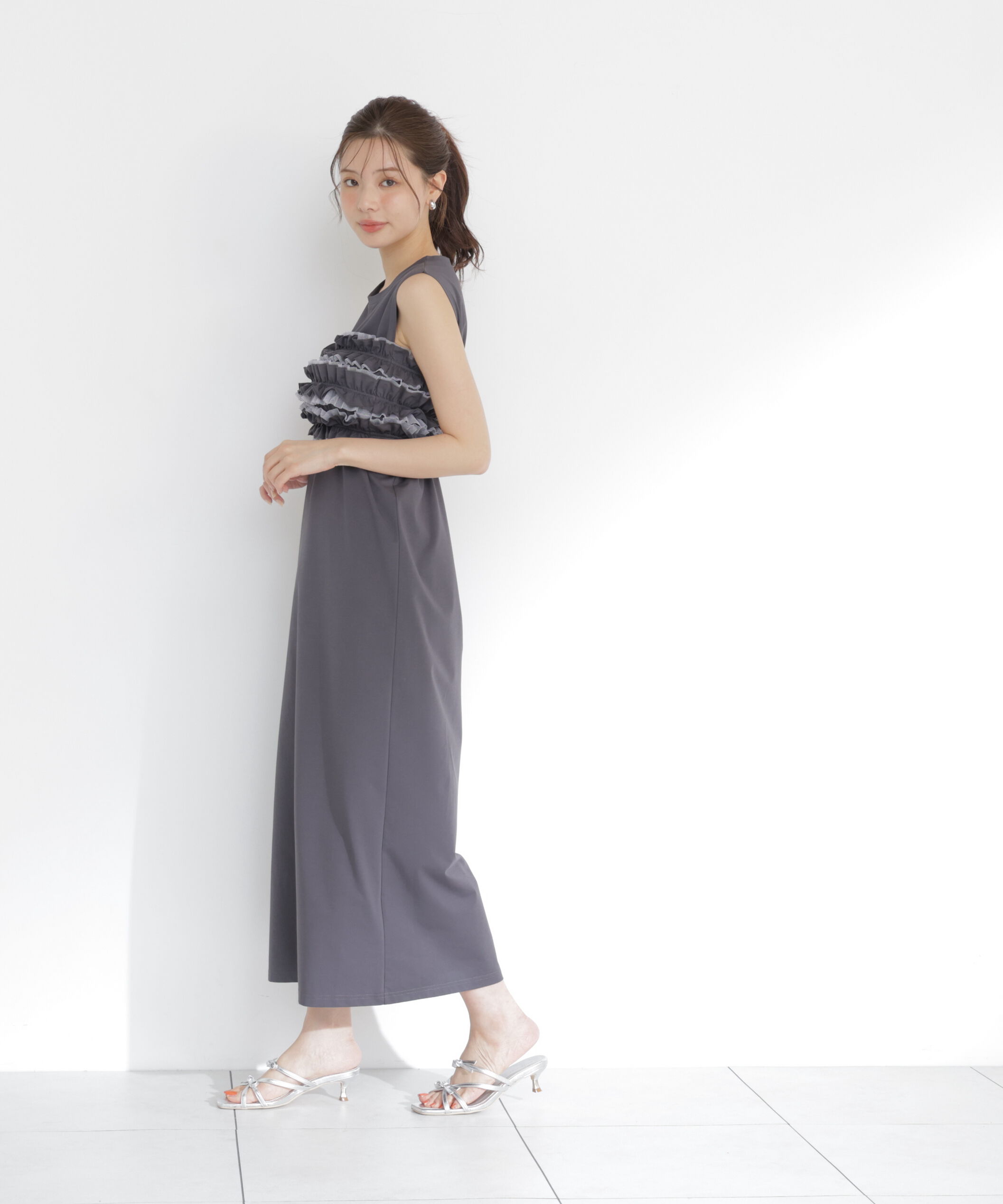 PROPORTION BODY DRESSING「〈a/mie〉フリルベア付きカットワンピース」|ワンピース|