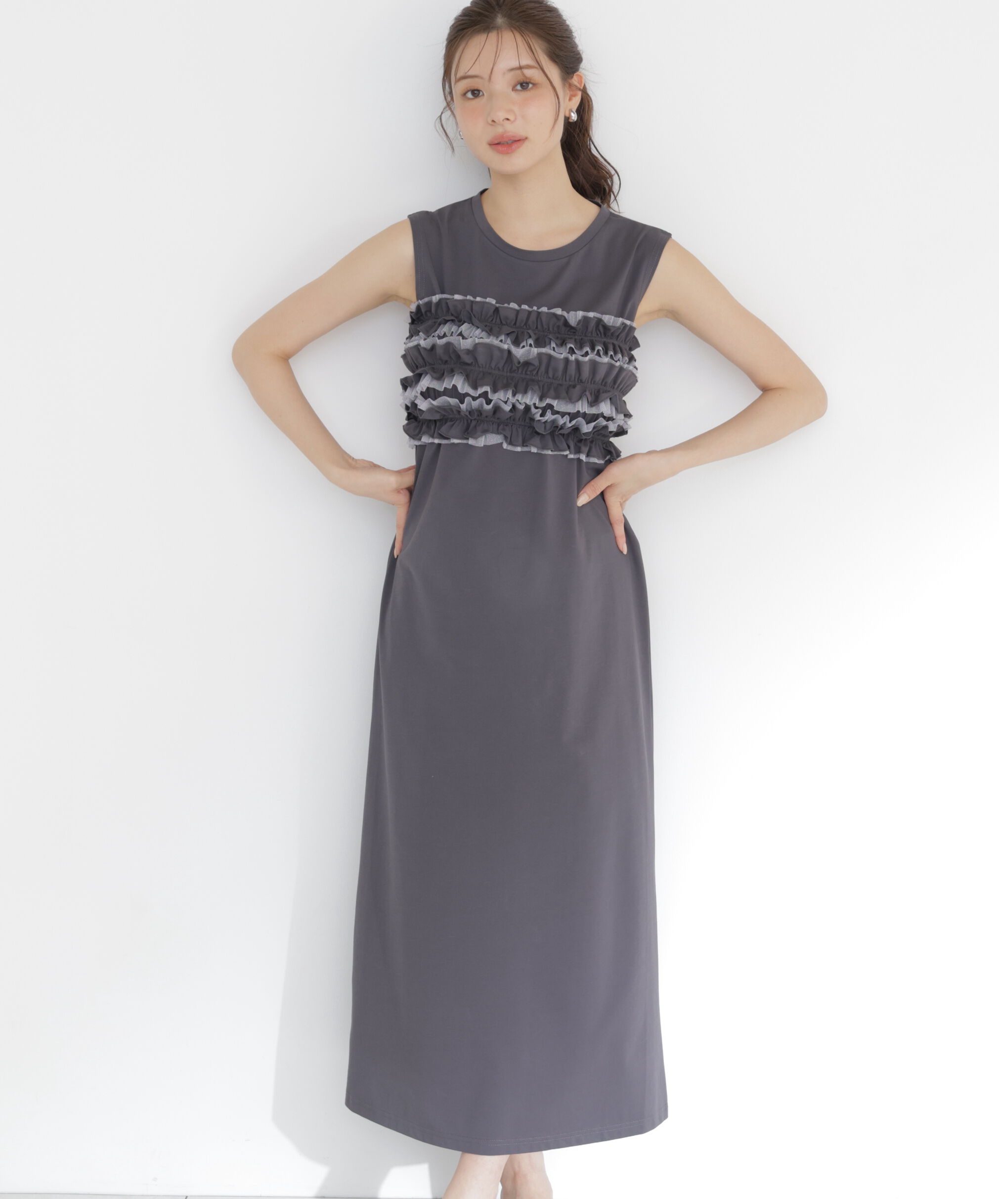 PROPORTION BODY DRESSING「〈a/mie〉フリルベア付きカットワンピース」|ワンピース|