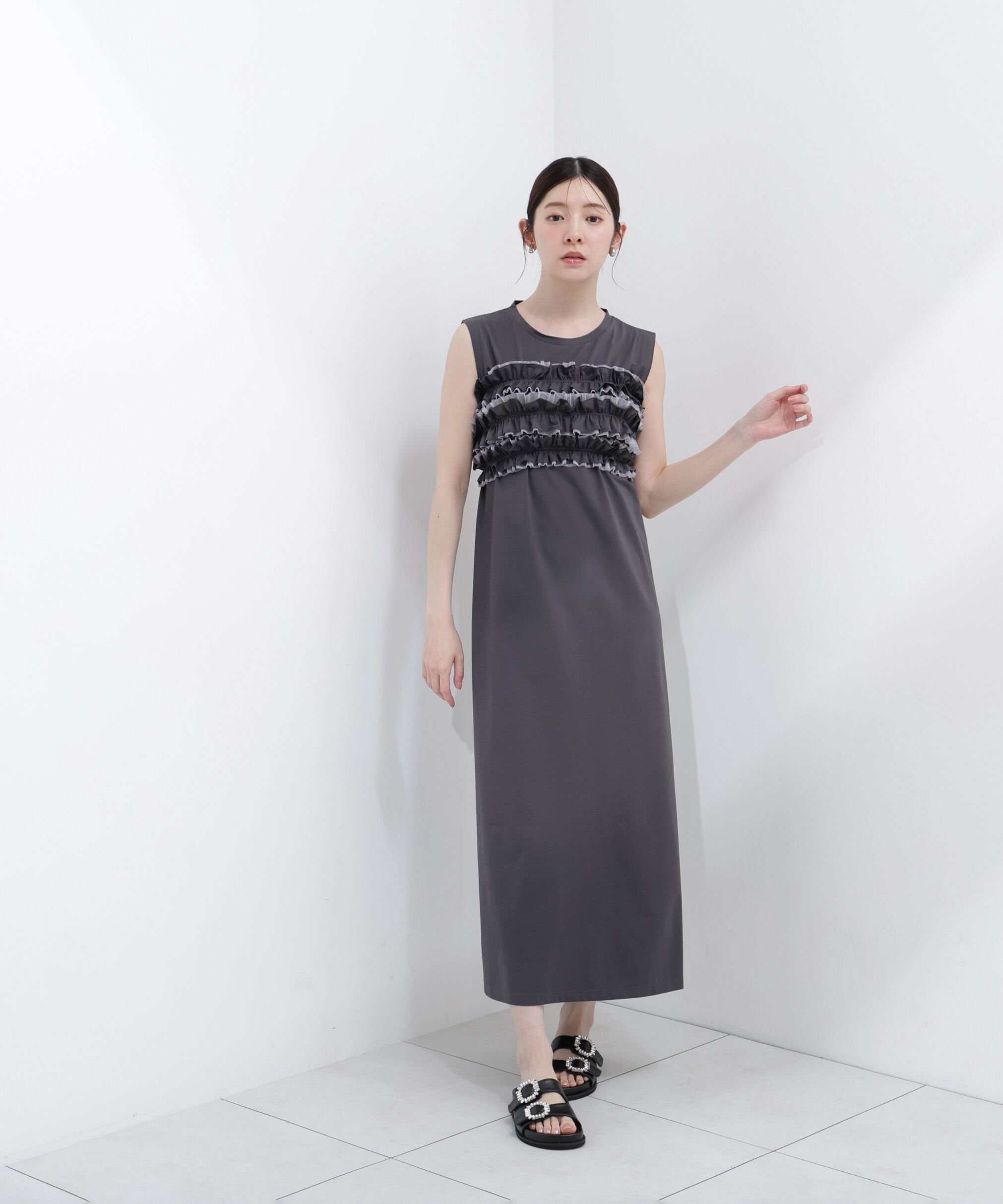 PROPORTION BODY DRESSING「〈a/mie〉フリルベア付きカットワンピース」|ワンピース|