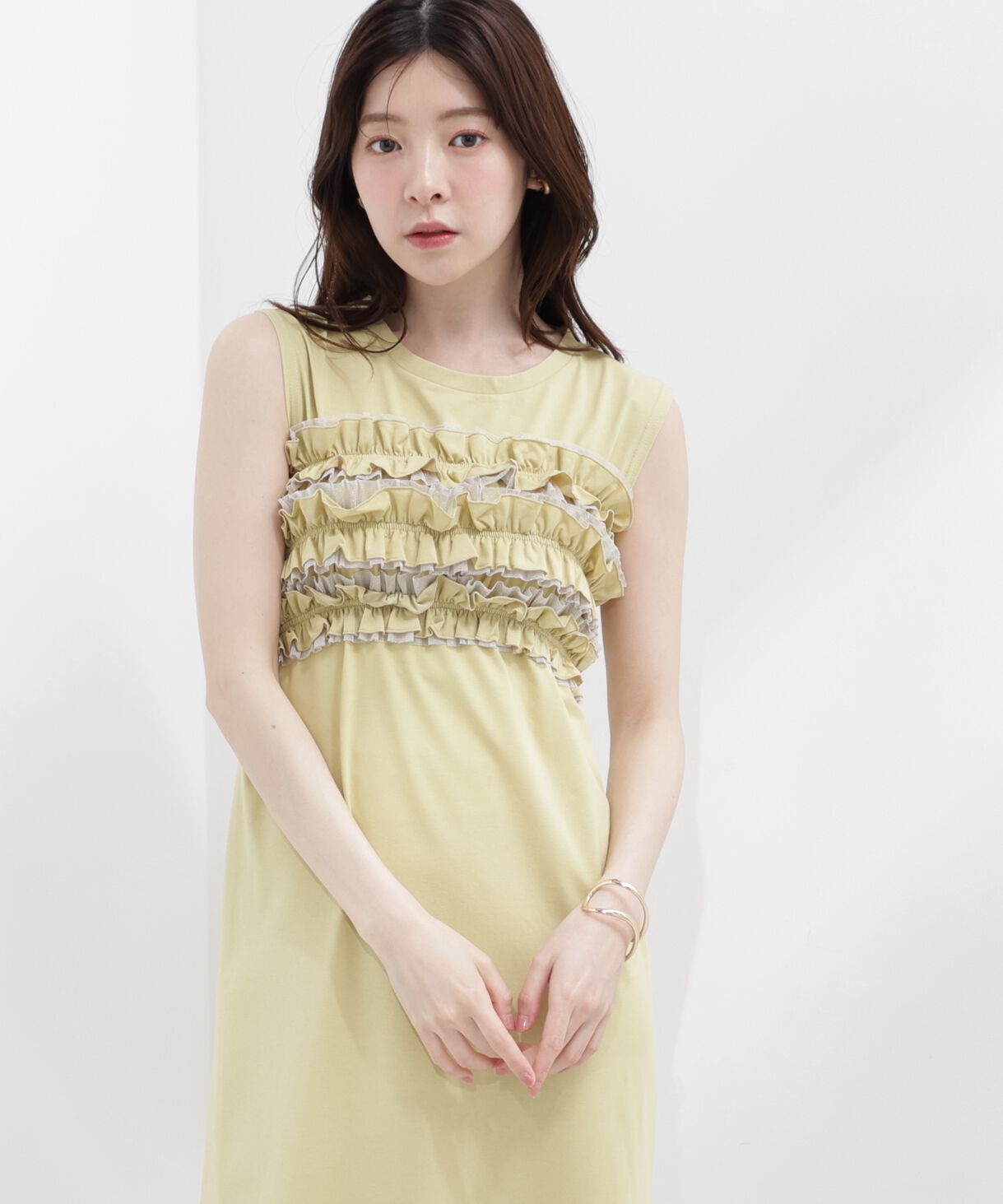 PROPORTION BODY DRESSING「〈a/mie〉フリルベア付きカットワンピース」|ワンピース|
