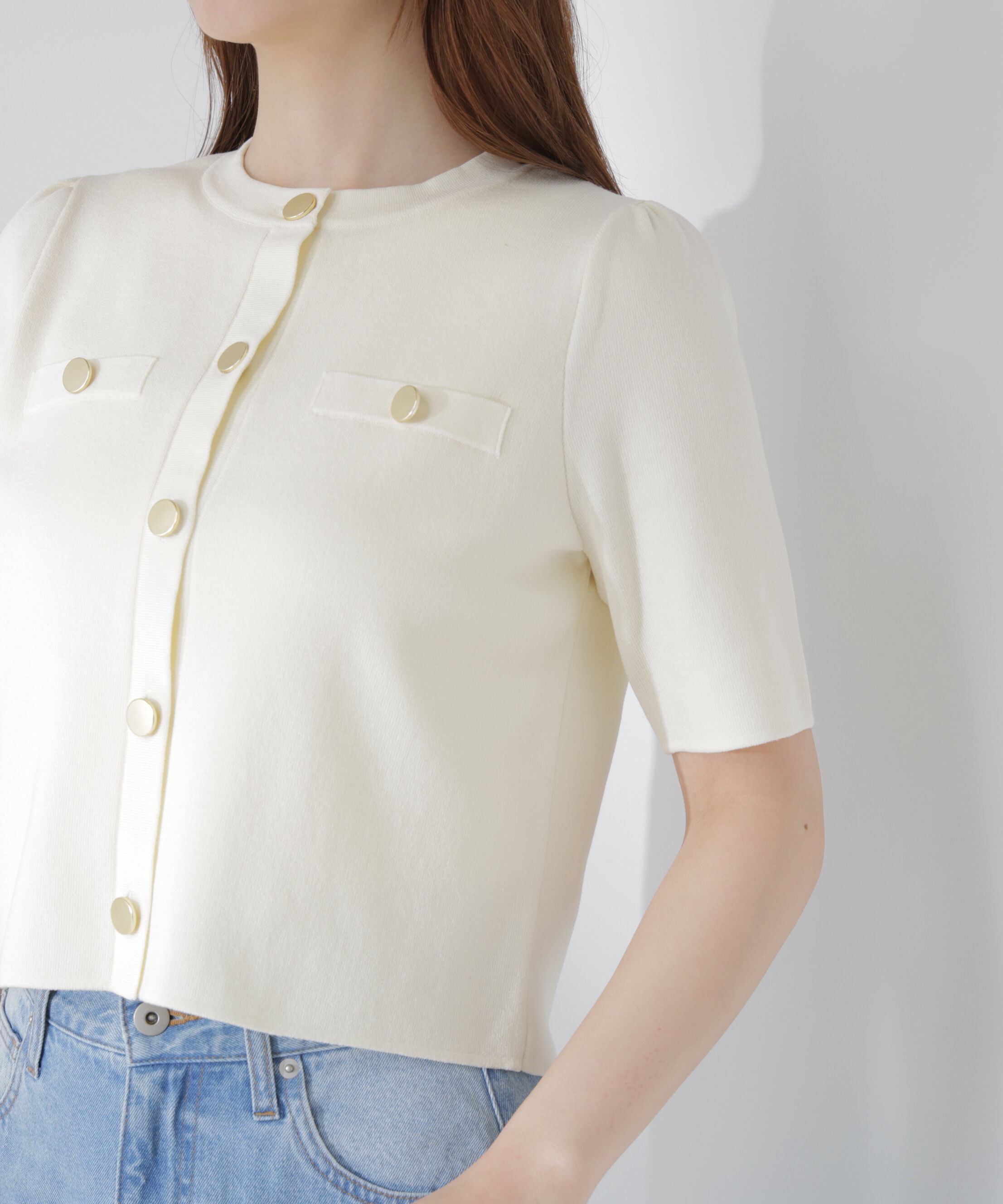PROPORTION BODY DRESSING「半袖ニットジャケット」|カーディガン|