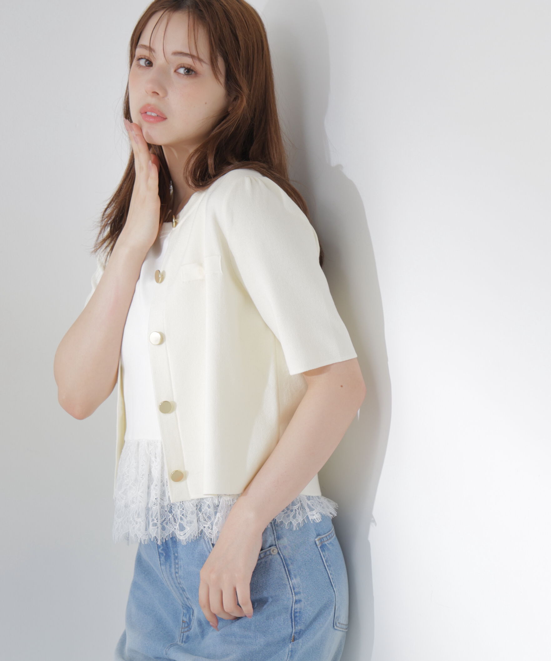 PROPORTION BODY DRESSING「半袖ニットジャケット」|カーディガン|
