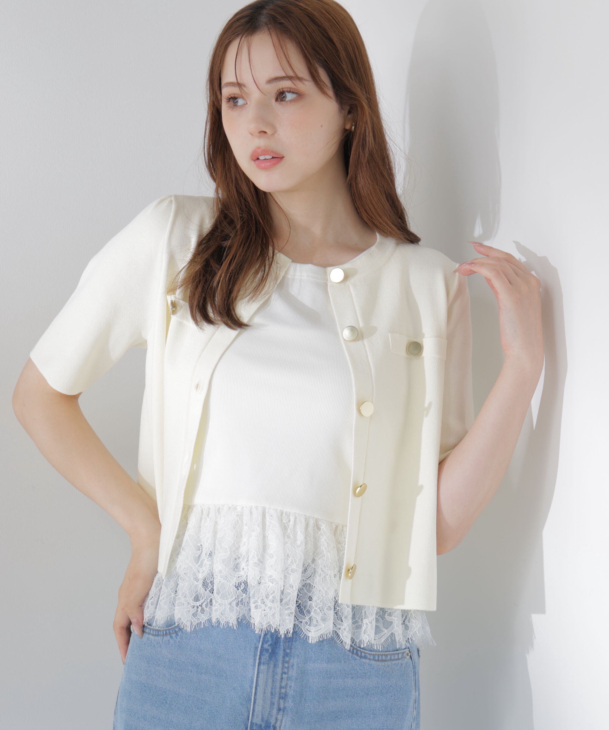 PROPORTION BODY DRESSING「半袖ニットジャケット」|カーディガン|
