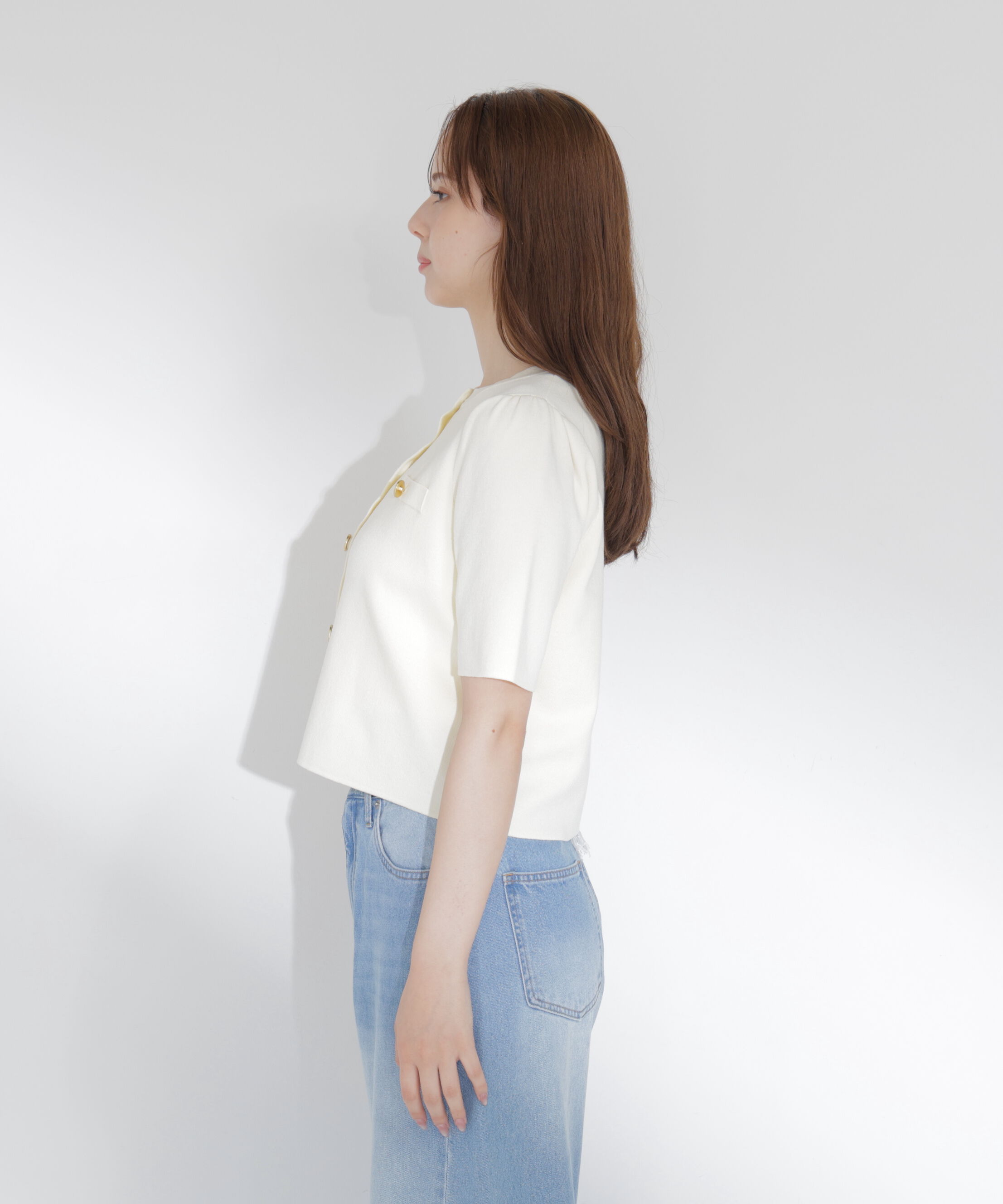 PROPORTION BODY DRESSING「半袖ニットジャケット」|カーディガン|