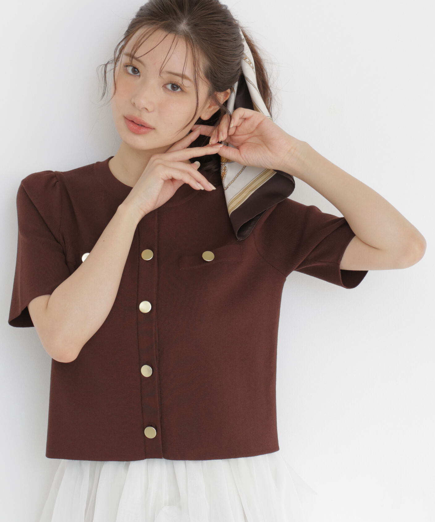 PROPORTION BODY DRESSING「半袖ニットジャケット」|カーディガン|