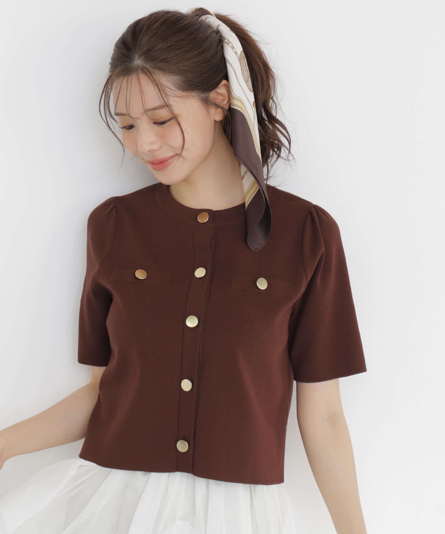 PROPORTION BODY DRESSING「半袖ニットジャケット」|カーディガン|