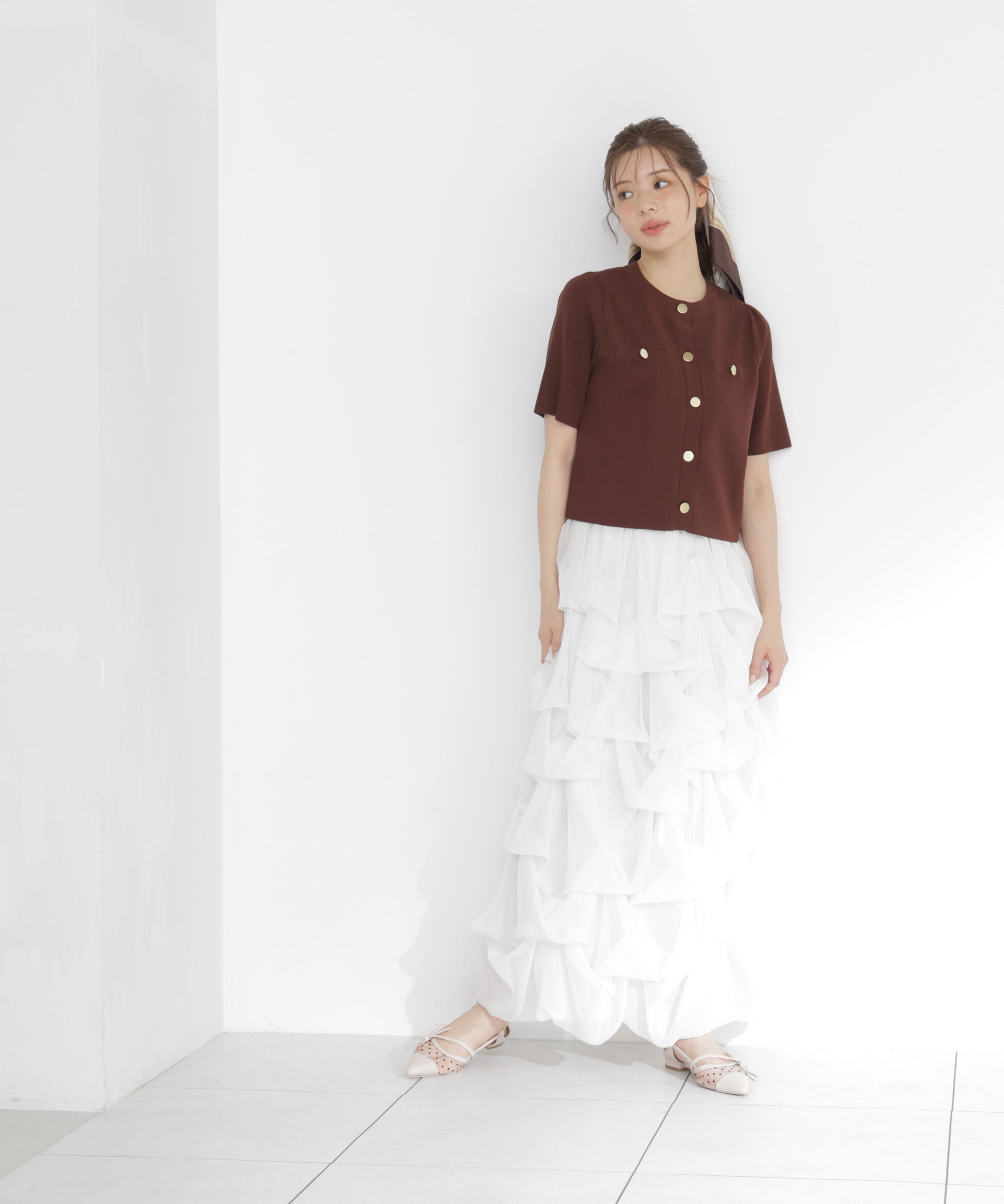 PROPORTION BODY DRESSING「半袖ニットジャケット」|カーディガン|