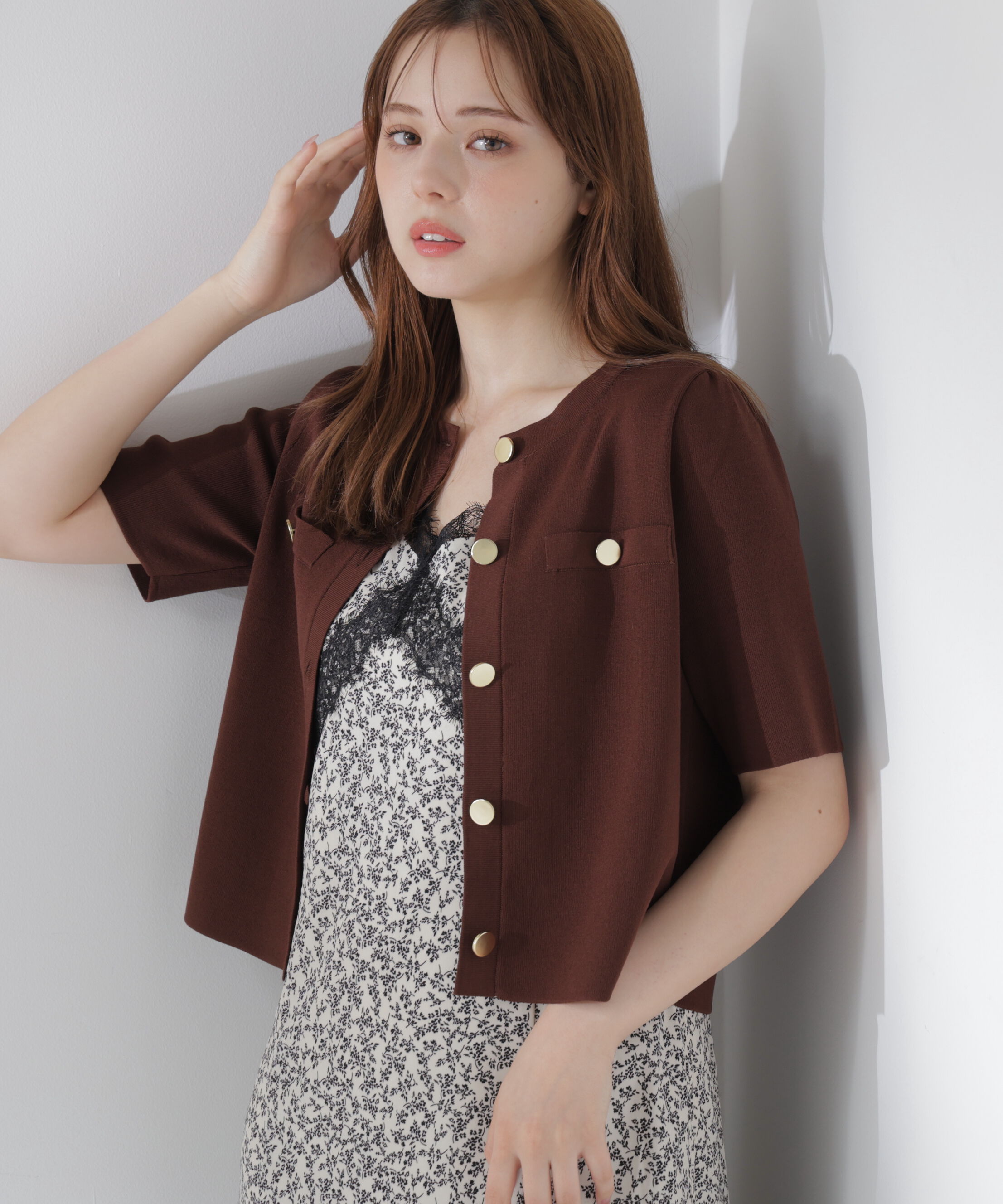 PROPORTION BODY DRESSING「半袖ニットジャケット」|カーディガン|