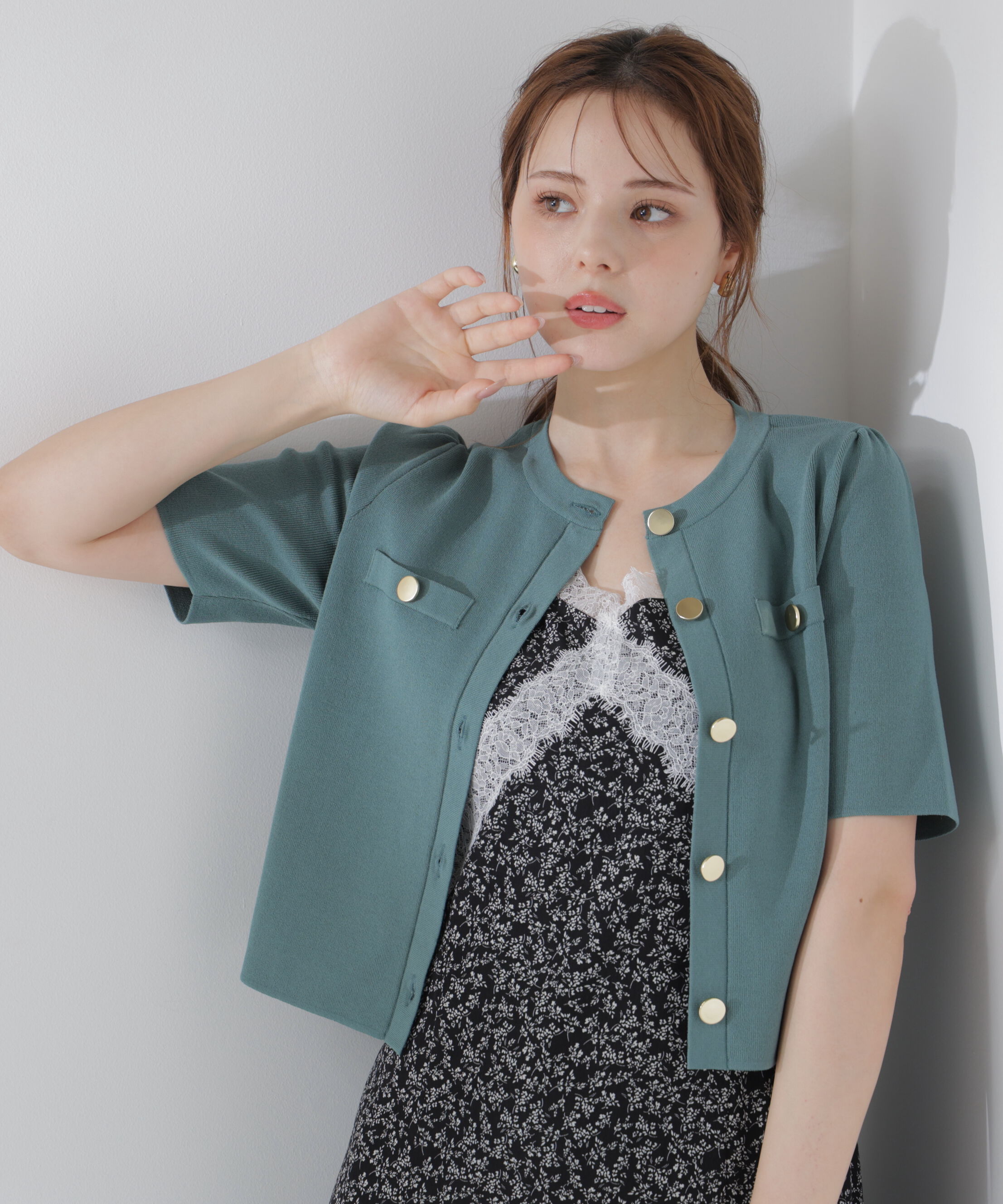 PROPORTION BODY DRESSING「半袖ニットジャケット」|カーディガン|