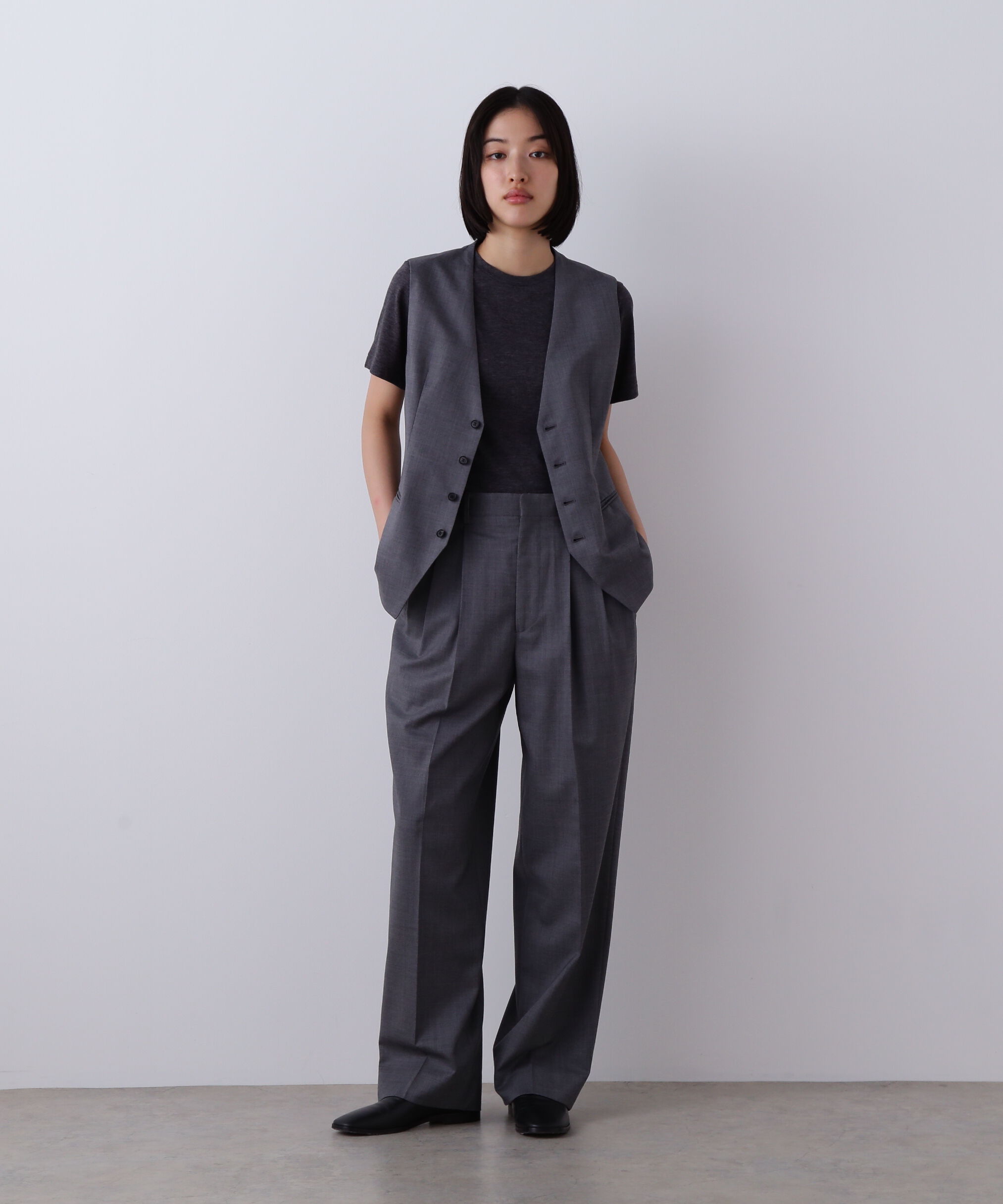 YLEVE 「YLEVE / SUPER120'S CHAMBRAY WOOL 3TACK TROUSERS」|その他|グレー