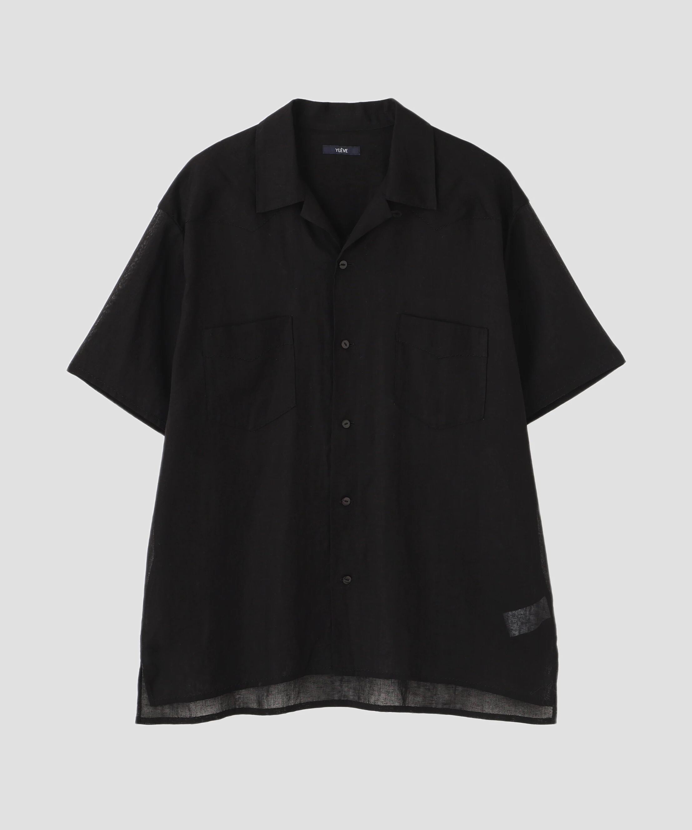 YLEVE 「YLEVE / COTTON RAMIE VOILE HAND STITCH SHIRT」|シャツ・ブラウス|ブラック