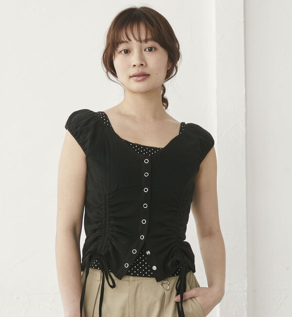 archives「ハリヌキ２ｗａｙドロストカットＴＯＰＳ&times;ドットタンクＳＥＴ」|カーディガン|