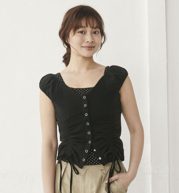 archives「ハリヌキ２ｗａｙドロストカットＴＯＰＳ&times;ドットタンクＳＥＴ」|カーディガン|