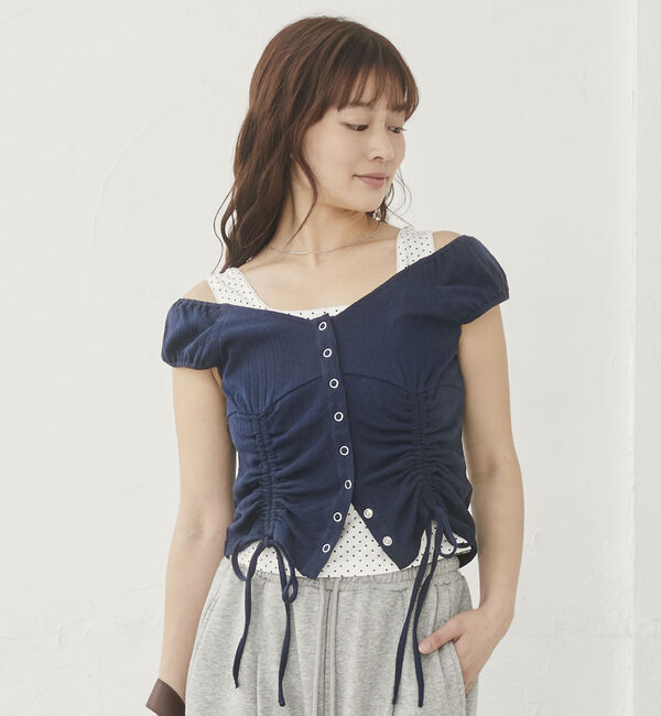 archives「ハリヌキ２ｗａｙドロストカットＴＯＰＳ&times;ドットタンクＳＥＴ」|カーディガン|