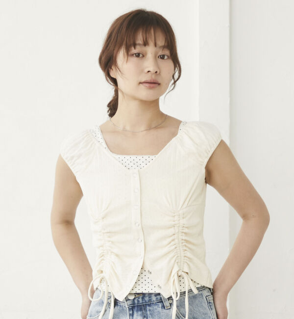 archives「ハリヌキ２ｗａｙドロストカットＴＯＰＳ&times;ドットタンクＳＥＴ」|カーディガン|