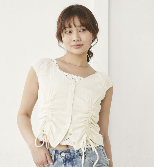 archives「ハリヌキ２ｗａｙドロストカットＴＯＰＳ&times;ドットタンクＳＥＴ」|カーディガン|