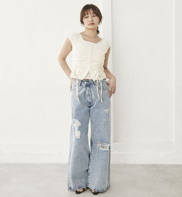 archives「ハリヌキ２ｗａｙドロストカットＴＯＰＳ&times;ドットタンクＳＥＴ」|カーディガン|