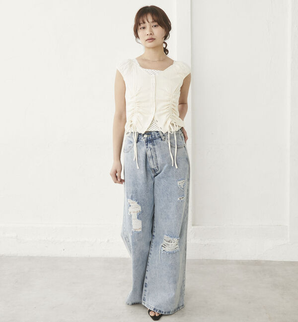 archives「ハリヌキ２ｗａｙドロストカットＴＯＰＳ&times;ドットタンクＳＥＴ」|カーディガン|