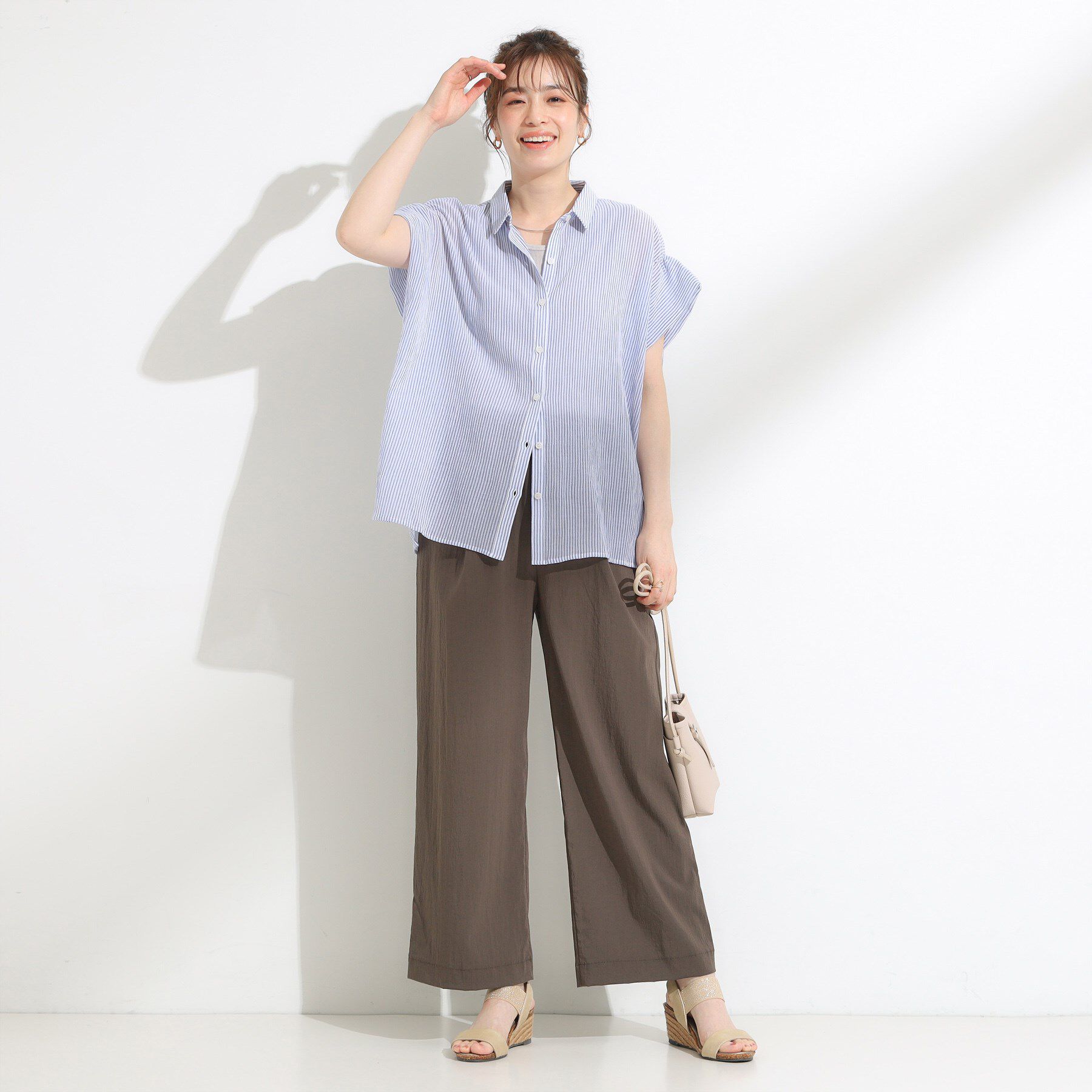 SHOO･LA･RUE「【S-LL】さらシャリコットン 上品なシアー感のデザインシャツ」|シャツ・ブラウス|