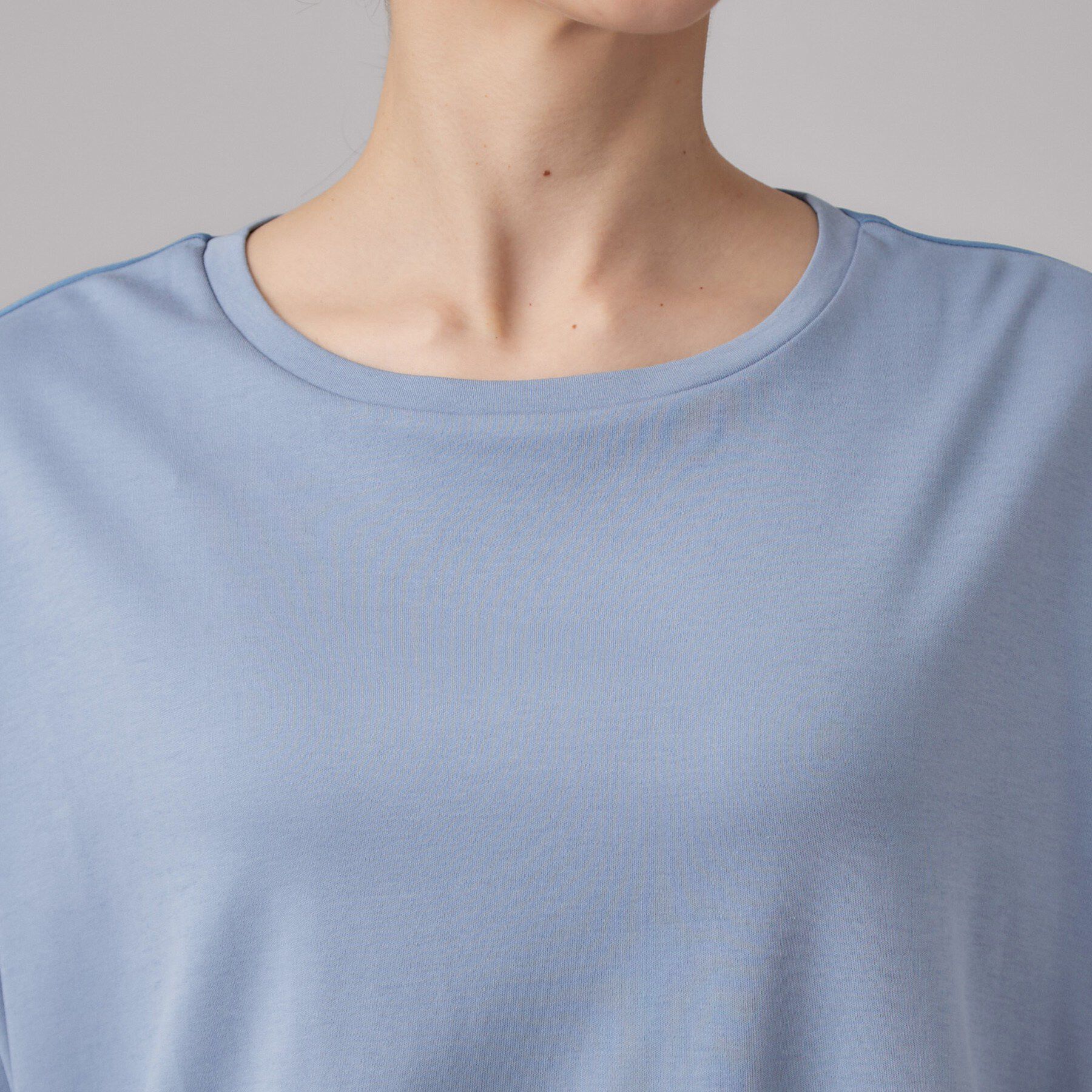 SHOO･LA･RUE「【ひんやり/UV】異素材ドッキング 裾タックプルオーバー」|Tシャツ・カットソー|