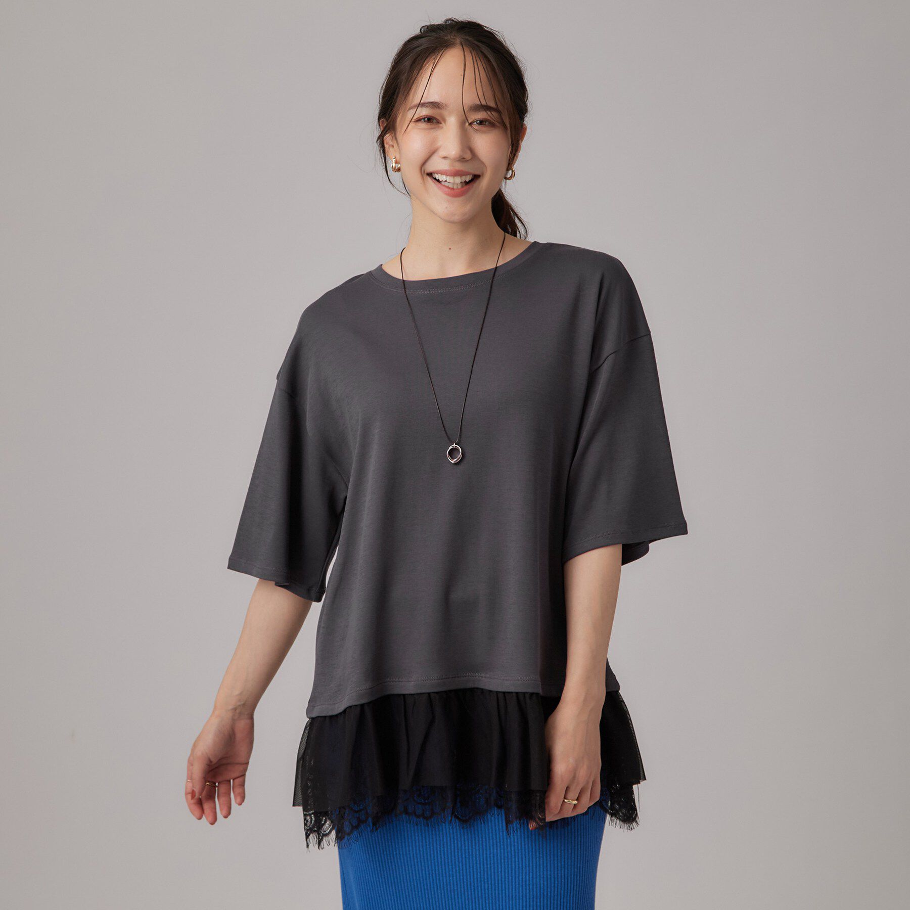 SHOO･LA･RUE「ひんやり裾レースTシャツ」|Tシャツ・カットソー|