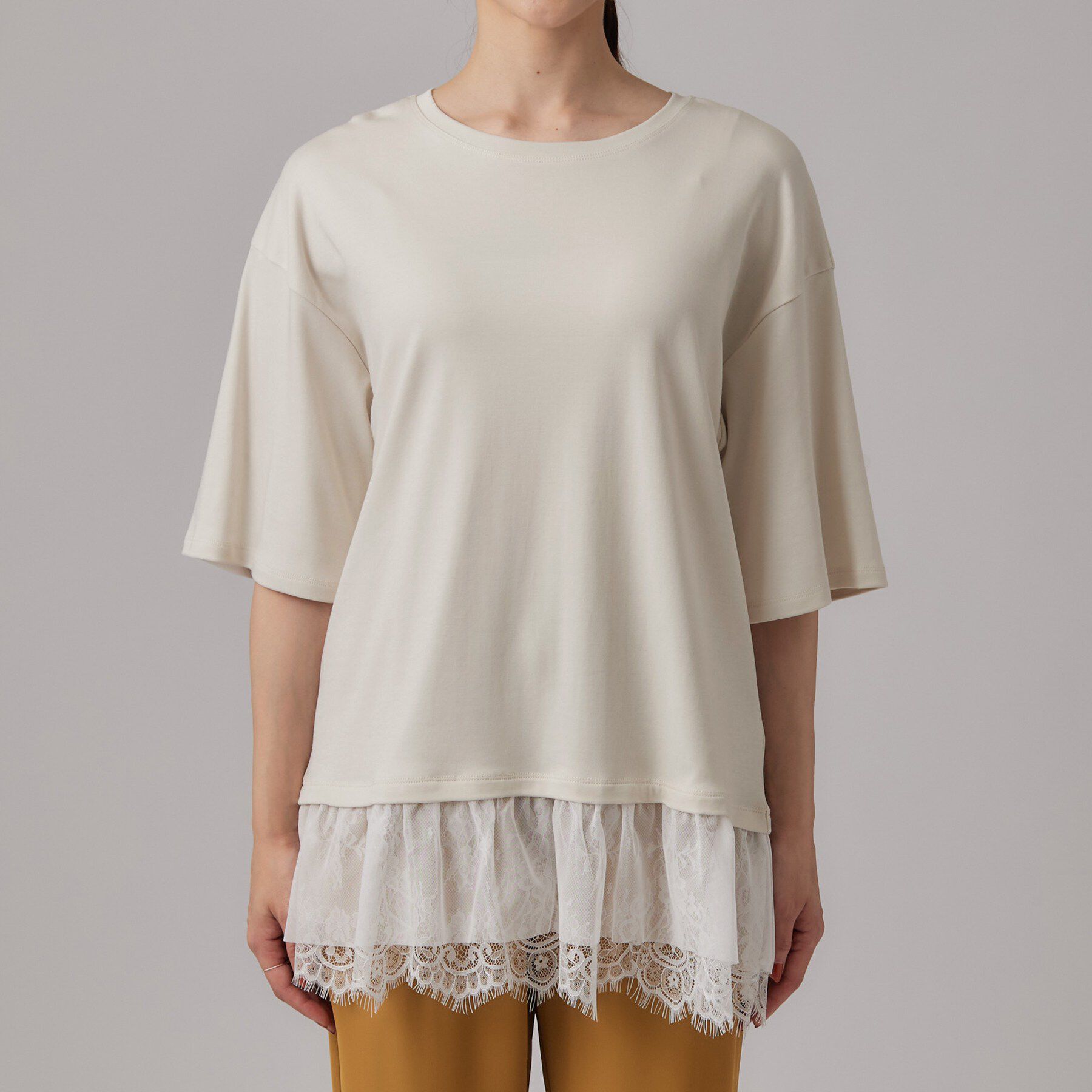 SHOO･LA･RUE「ひんやり裾レースTシャツ」|Tシャツ・カットソー|