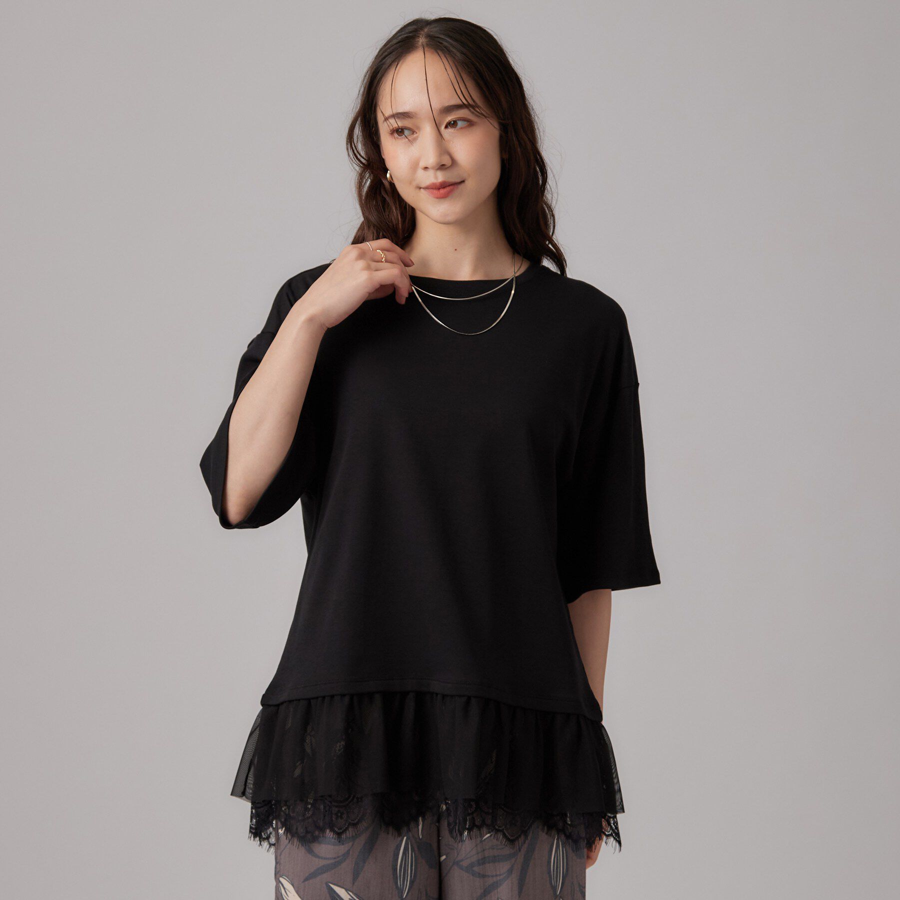 SHOO･LA･RUE「ひんやり裾レースTシャツ」|Tシャツ・カットソー|