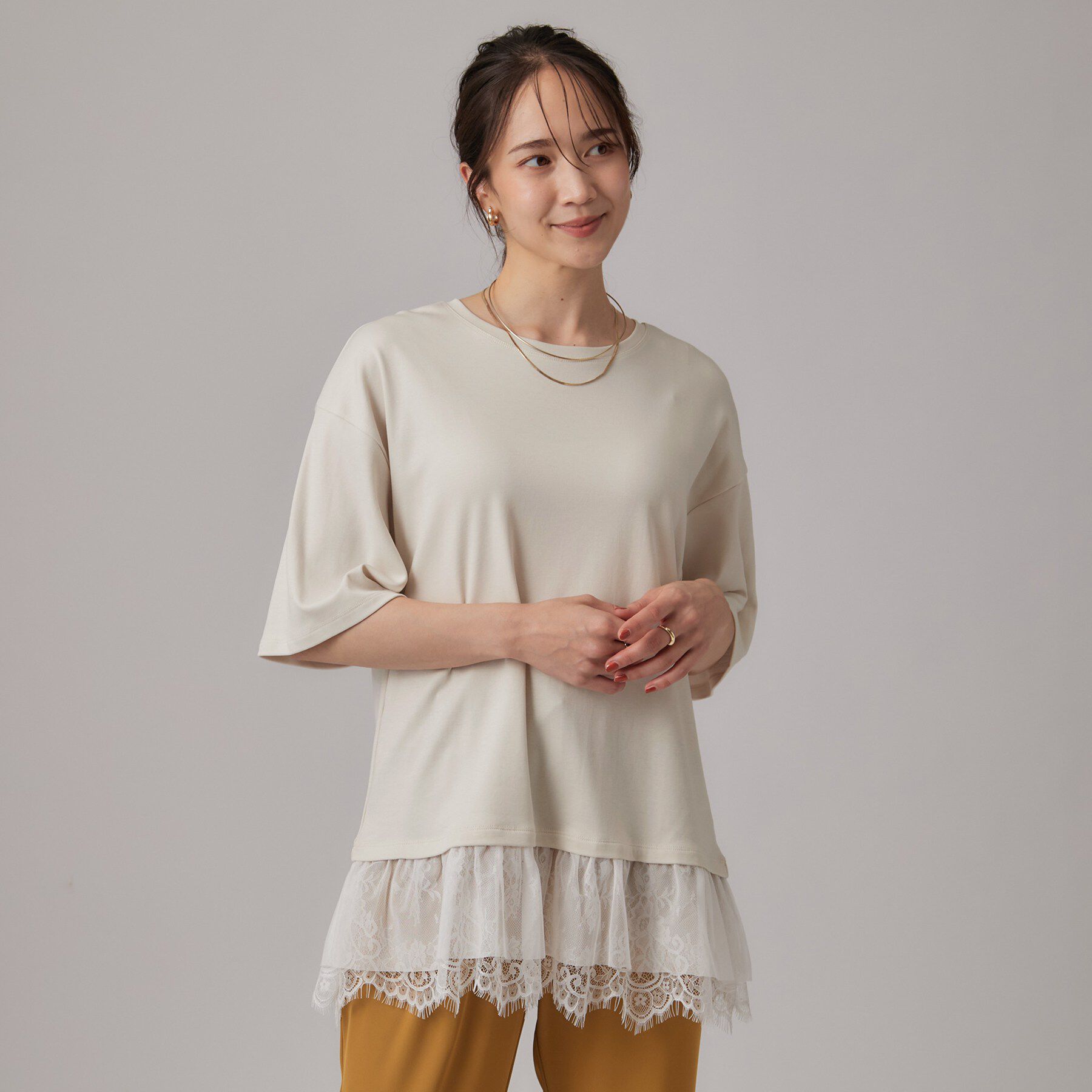 SHOO･LA･RUE「ひんやり裾レースTシャツ」|Tシャツ・カットソー|
