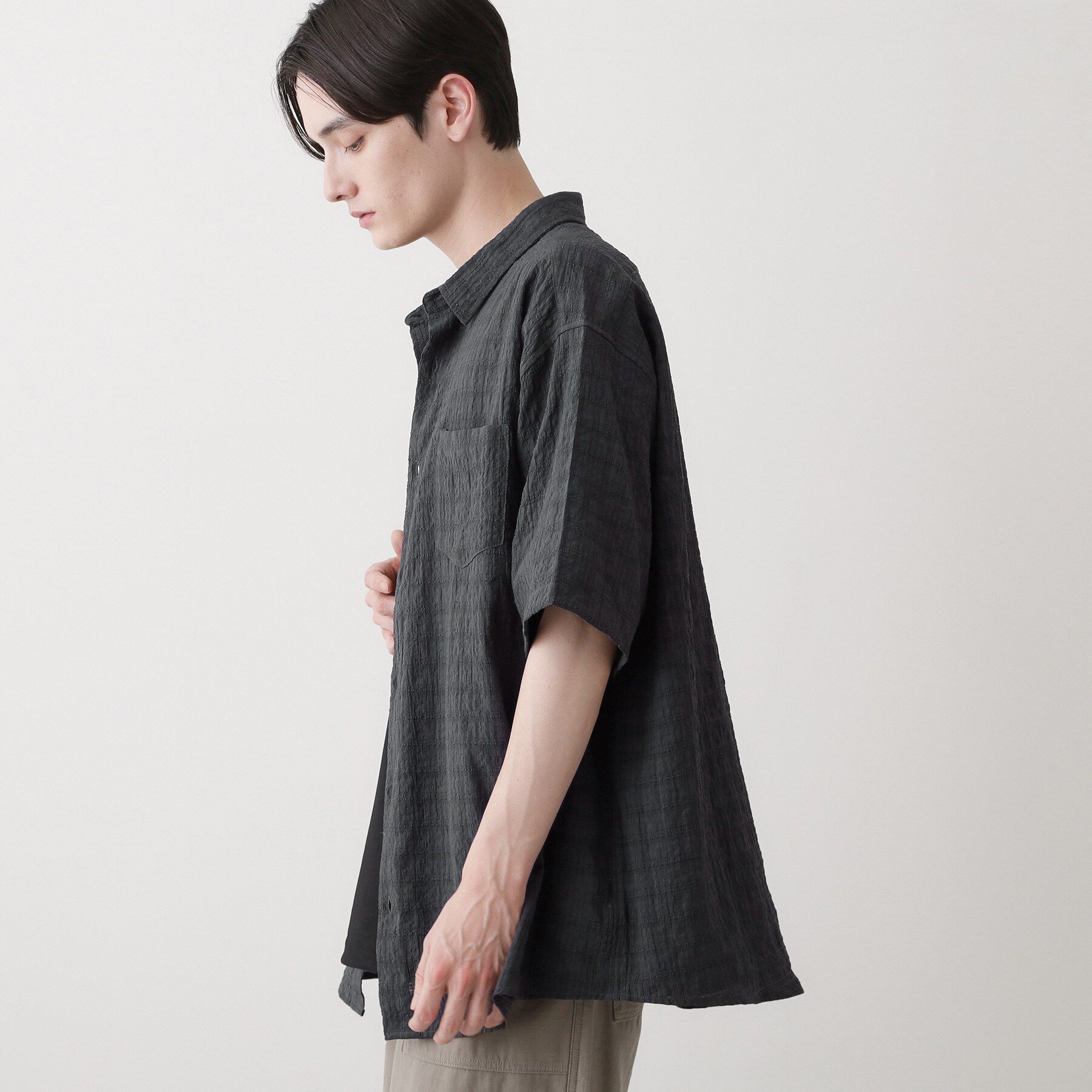 Dessin「シアー素材 オープンカラーシャツ」|シャツ・ブラウス|