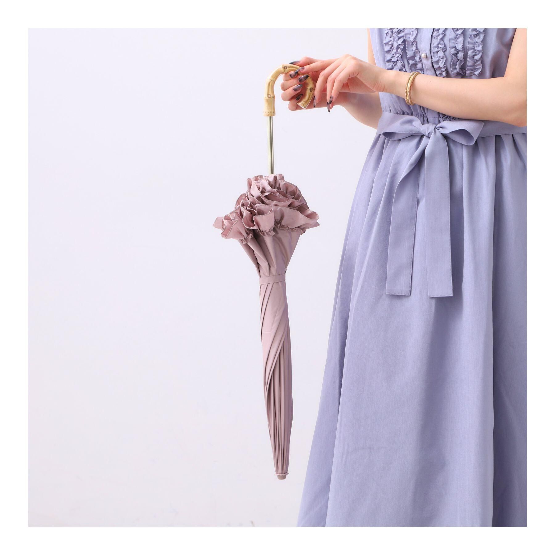 Ober Tashe「【折りたたみ/晴雨兼用】毎シーズン大人気！遮光率100％！2段折傘フリル日傘」|傘|