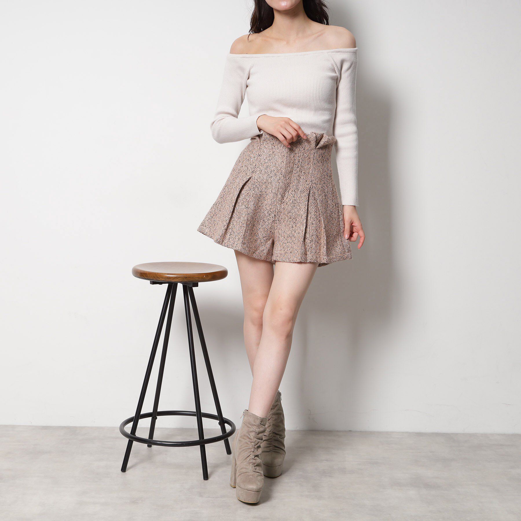 ESPERANZA「【ラク盛り／ショートブーツ】リピーター続出／脚長美脚 厚底シャーリングブーツ」|ショートブーツ|