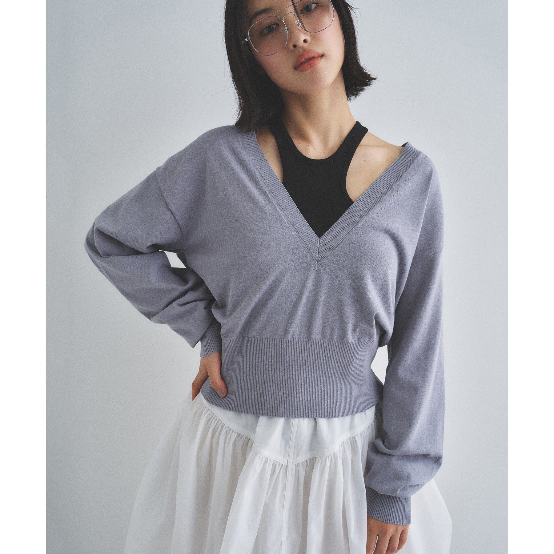 CODE A「V pullover knit」|ニット・セーター|グレー(012)