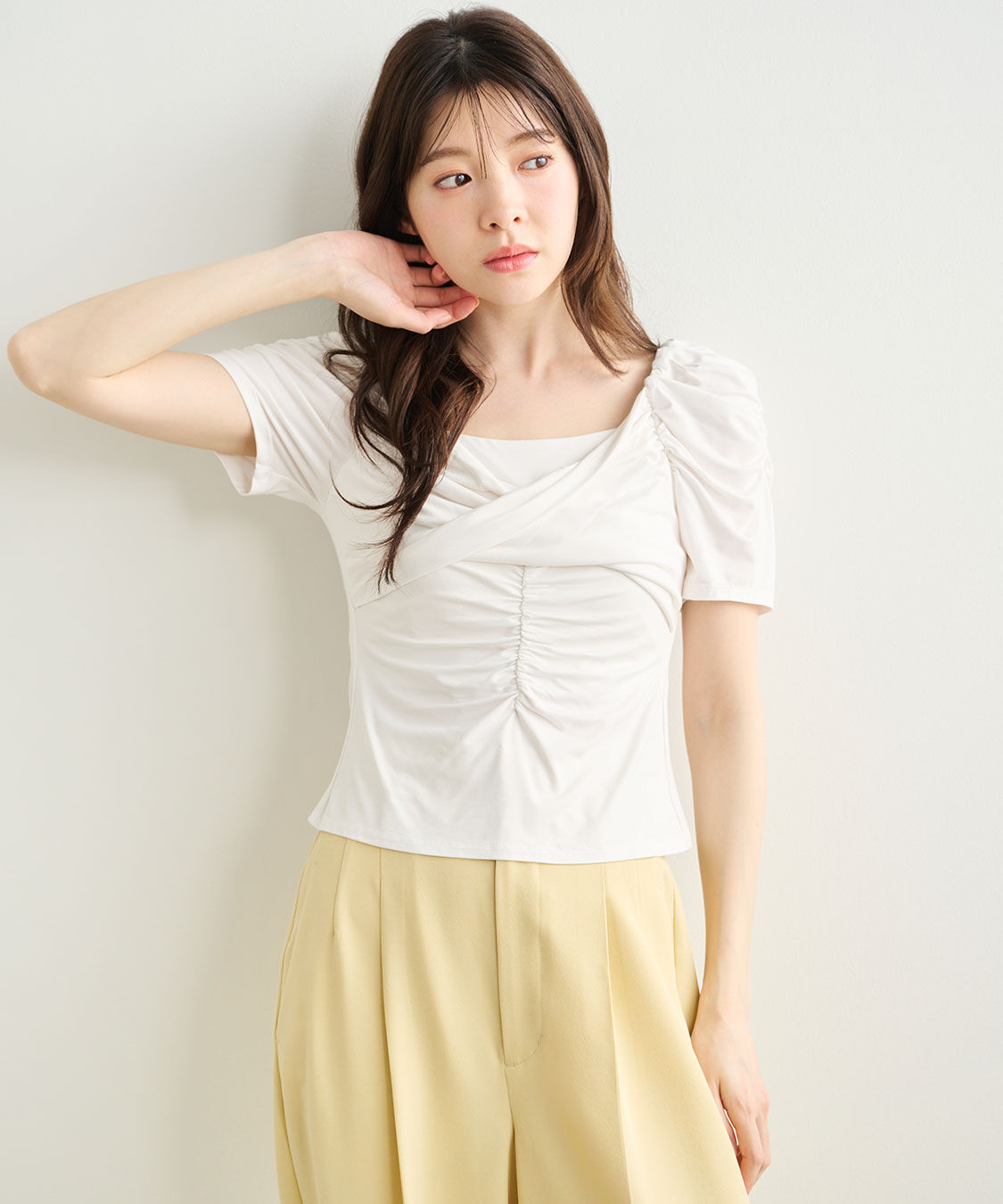 COCO DEAL「ツイストギャザーカットソー」|Tシャツ・カットソー|
