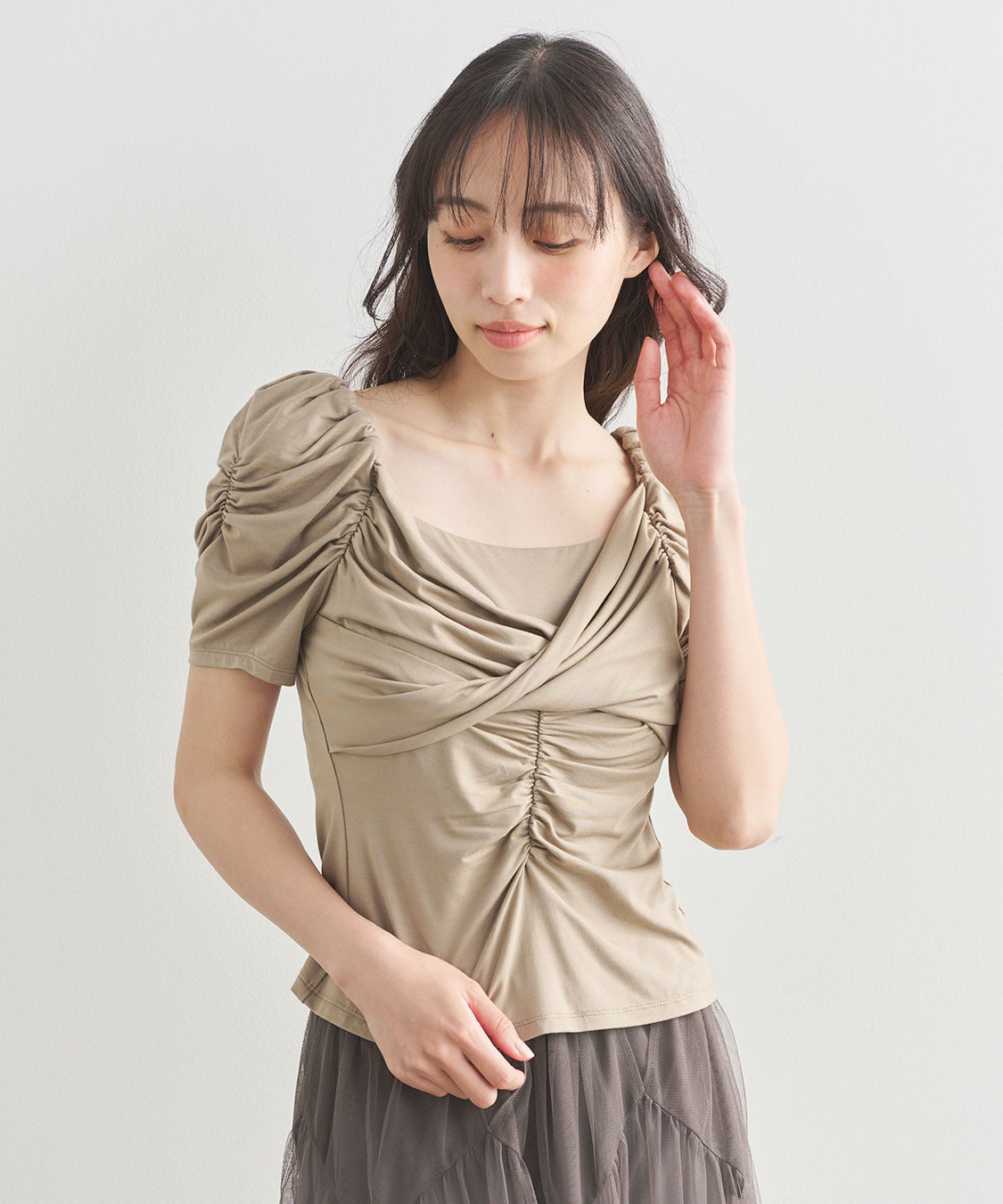 COCO DEAL「ツイストギャザーカットソー」|Tシャツ・カットソー|