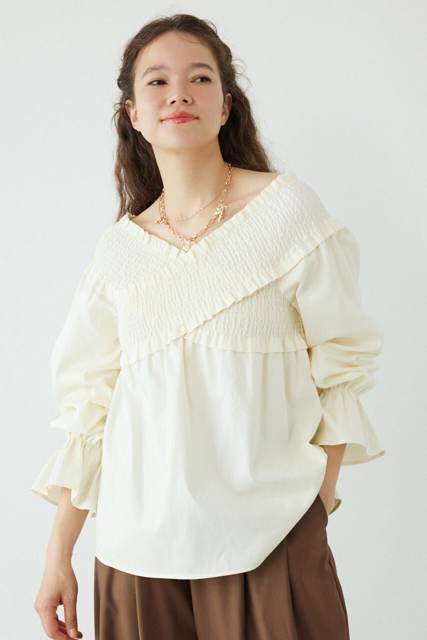 RODEO CROWNS「シャーリング2WAYトップス」|シャツ・ブラウス|O/WHT1