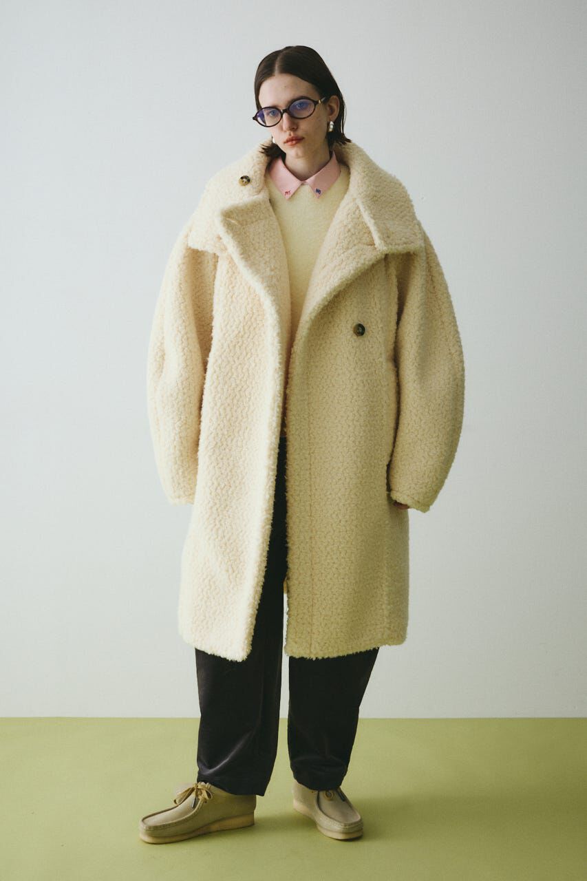 HeRIN.CYE「Stand collar boa coat」|その他|O/WHT1