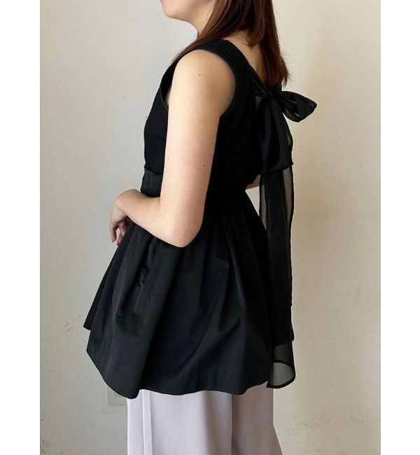 CALNAMUR「BACK RIBBON PEPLUM TOPS/バックリボンペプラムトップス」|Tシャツ・カットソー|