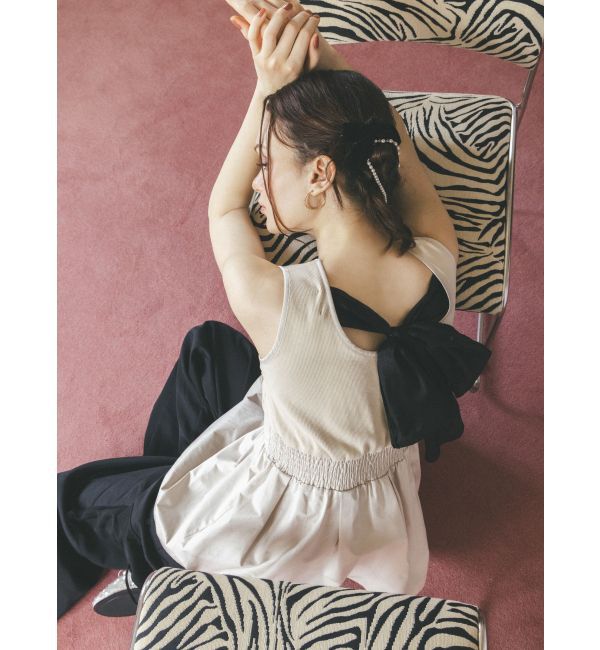 CALNAMUR「BACK RIBBON PEPLUM TOPS/バックリボンペプラムトップス」|Tシャツ・カットソー|