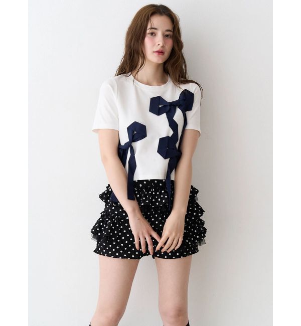 CALNAMUR「バイカラー3ＤリボンＴシャツ」|Tシャツ・カットソー|