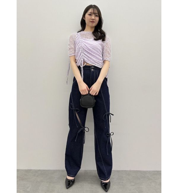 dazzlin「ギャザーリボンレーストップス」|Tシャツ・カットソー|